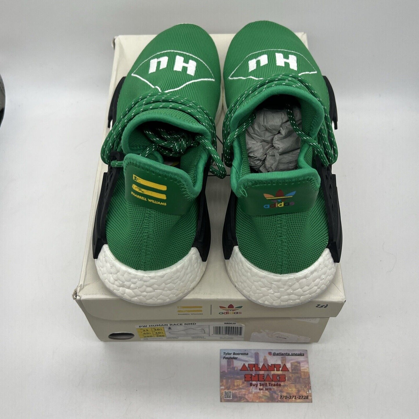 Size 11 - adidas Pharrell x NMD Human Race Green White Black (BB0620)