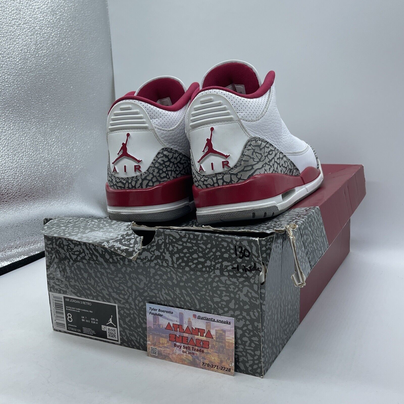 Size 8 - Jordan 3 Retro Mid Cardinal Red Grey Suede White Leather (CT8532-126)