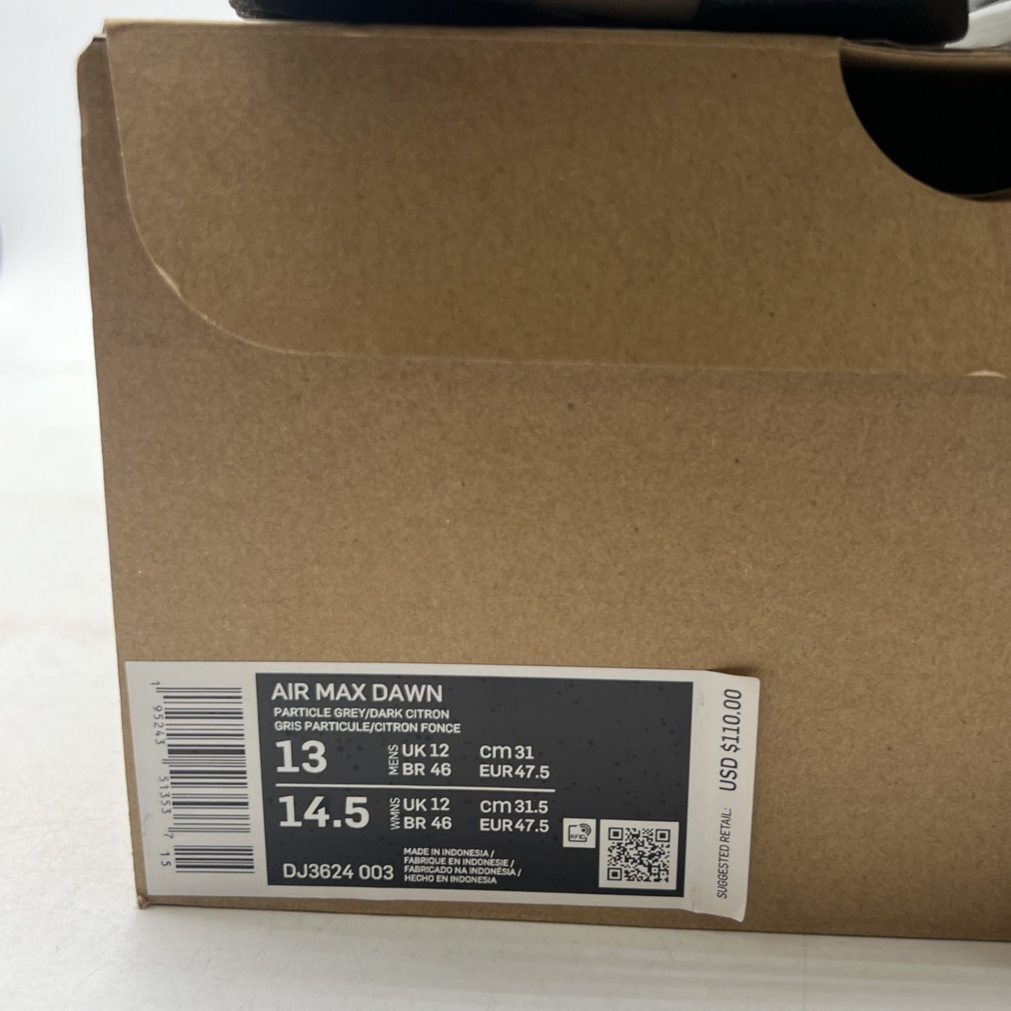 Size 13 - Nike Air Max Dawn Particle Grey Dark Citron (DJ3624-003)