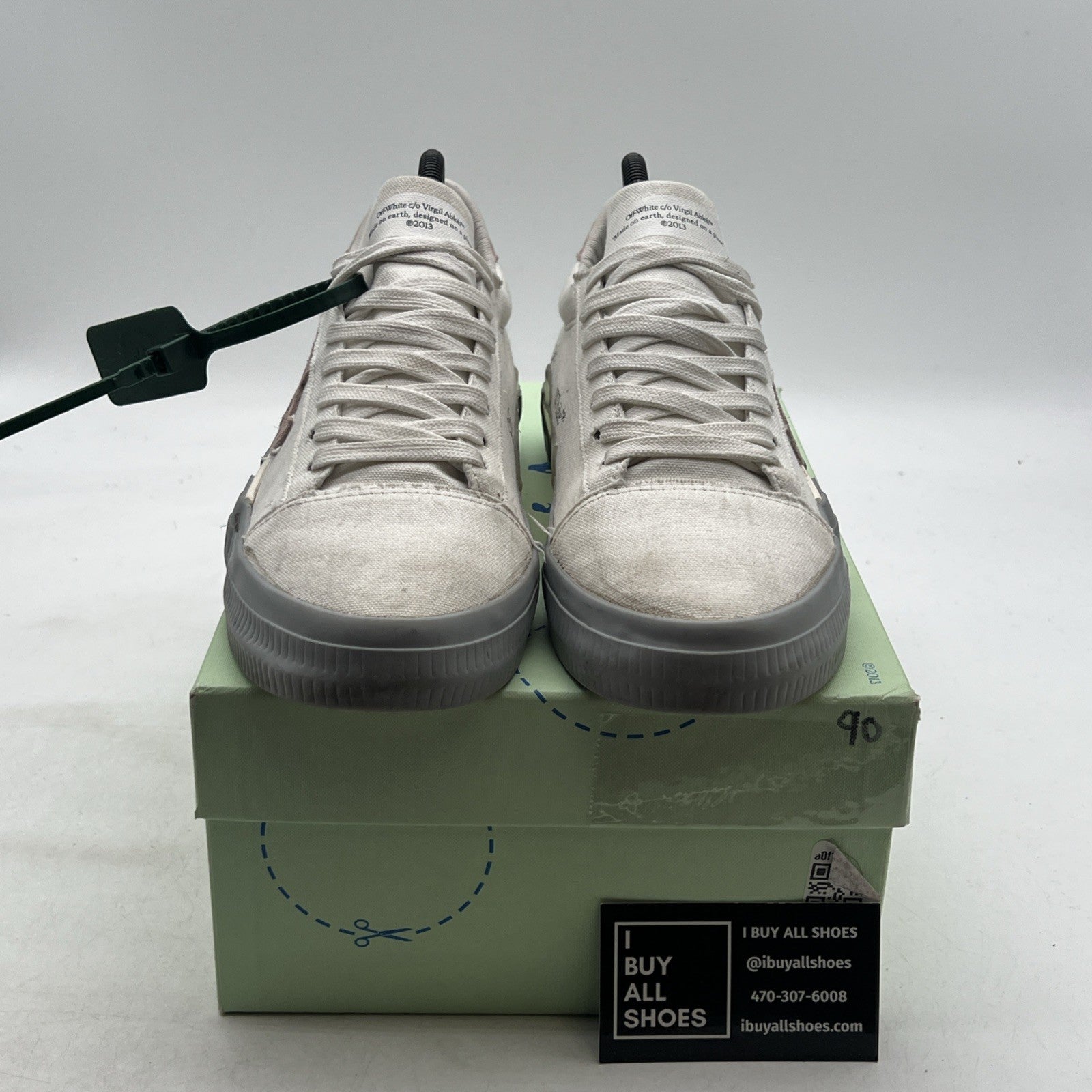 Size 40 - Off White Vulc Low Shoes Men White Gray Logo Virgil Abloh Canvas