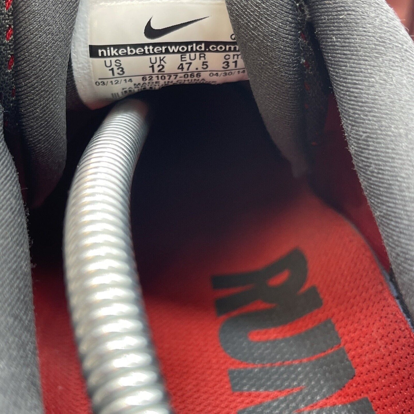 Size 13 - Nike Air Max 2014 Anthracite Grey Red Suede Leather (621077-066)