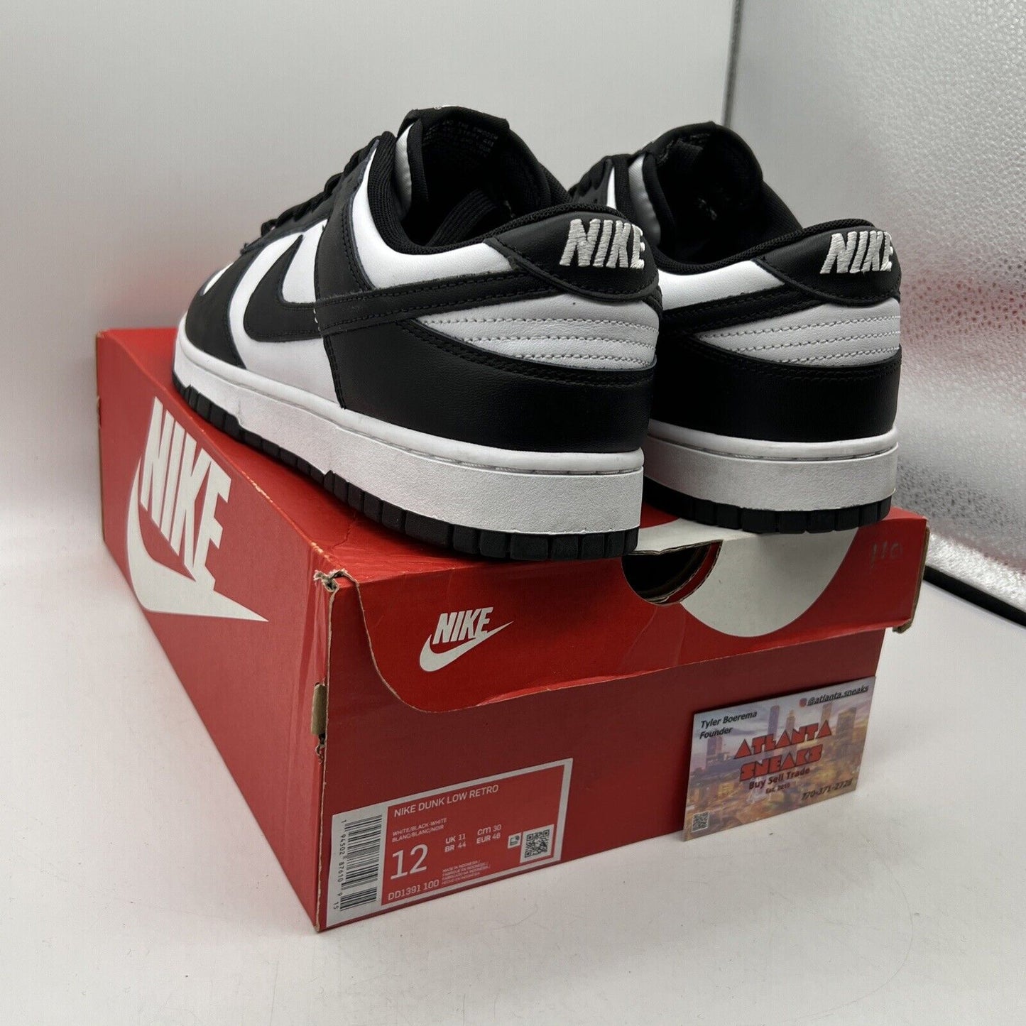 Size 12 - Nike Dunk Low Black White (DD1391-100) Leather