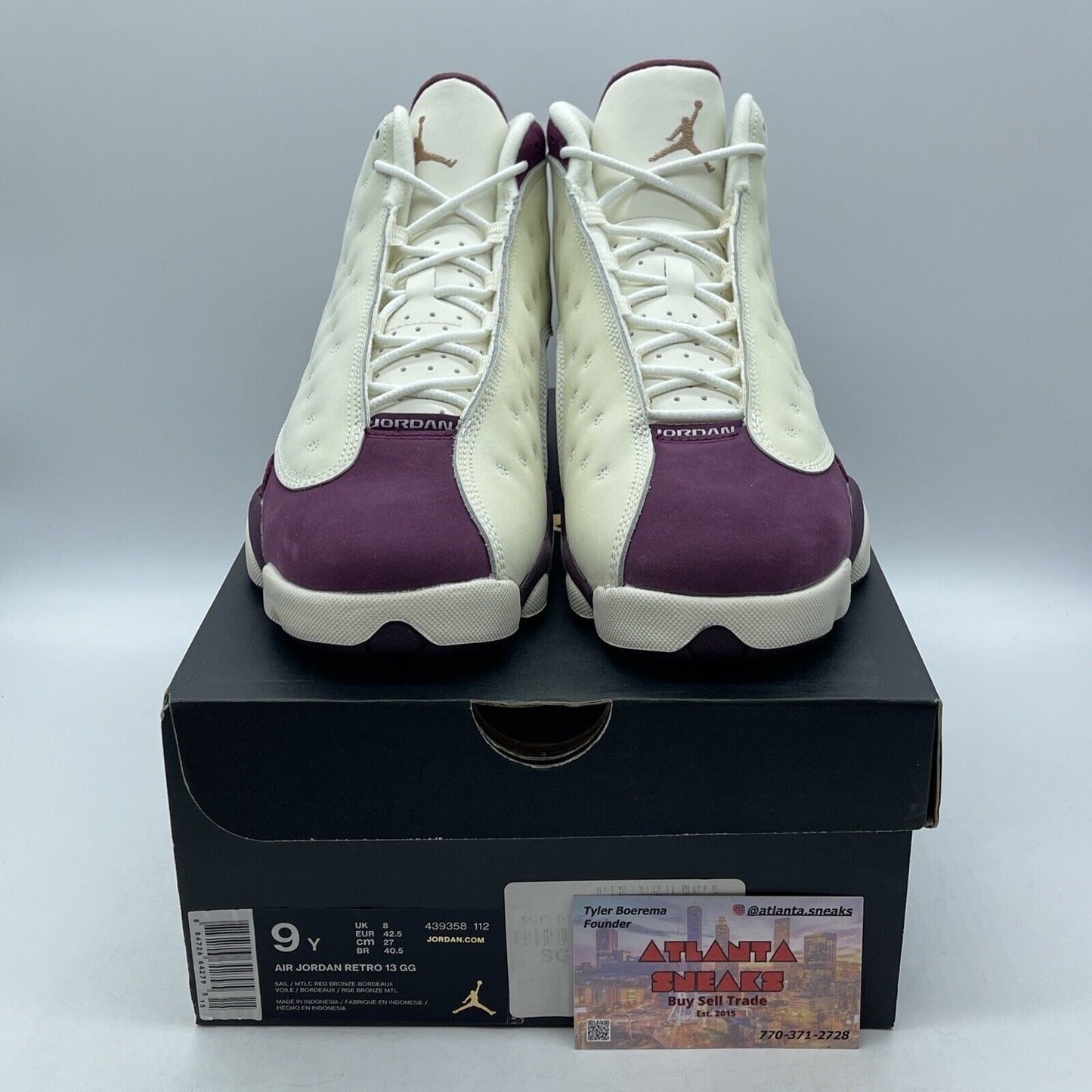 Size 9Y - Air Jordan 13 Retro Bordeaux Tan Burgundy Suede (439358-112)