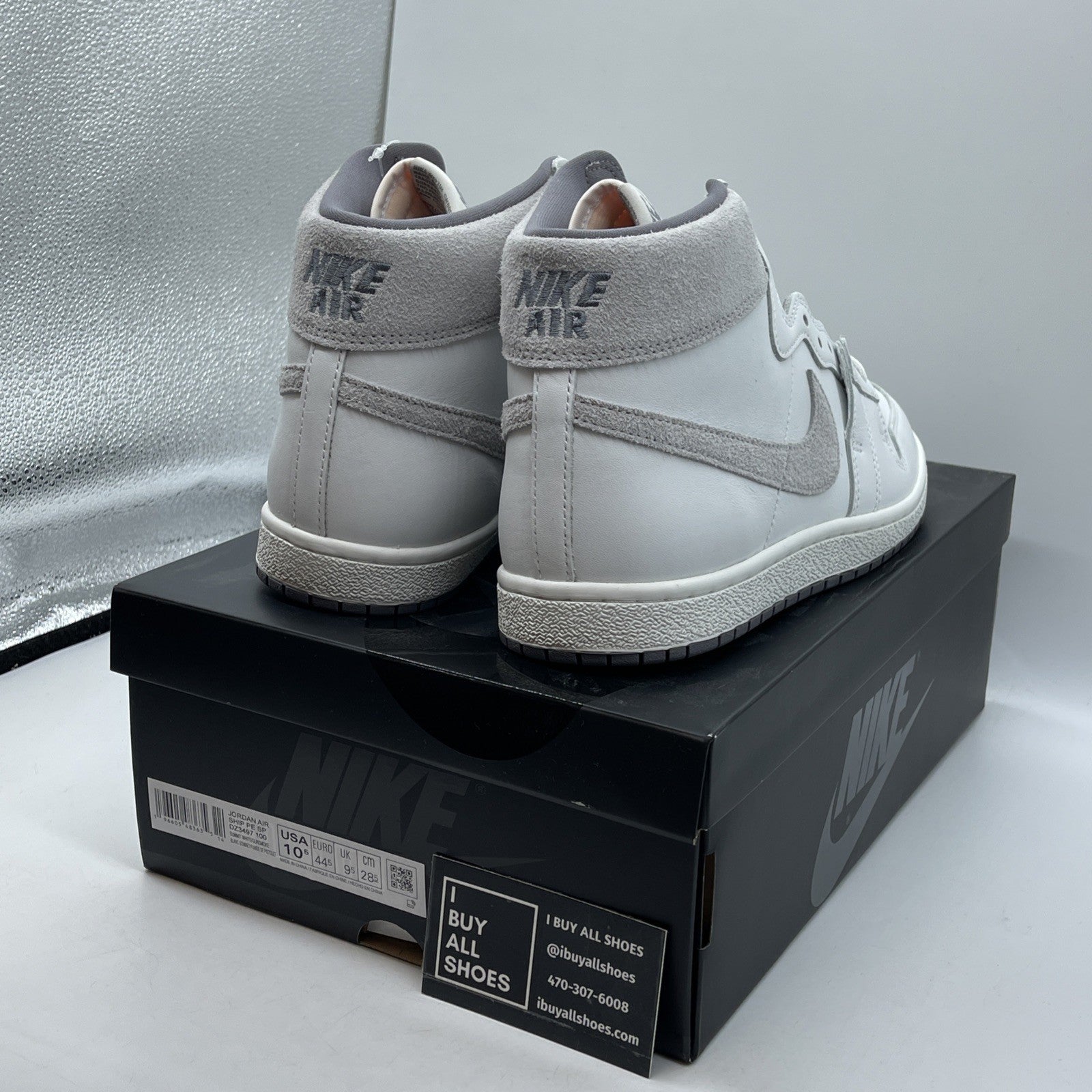 Size 10.5 - Jordan Air Ship PE SP Tech Grey White Leather Suede (DZ3497-100)