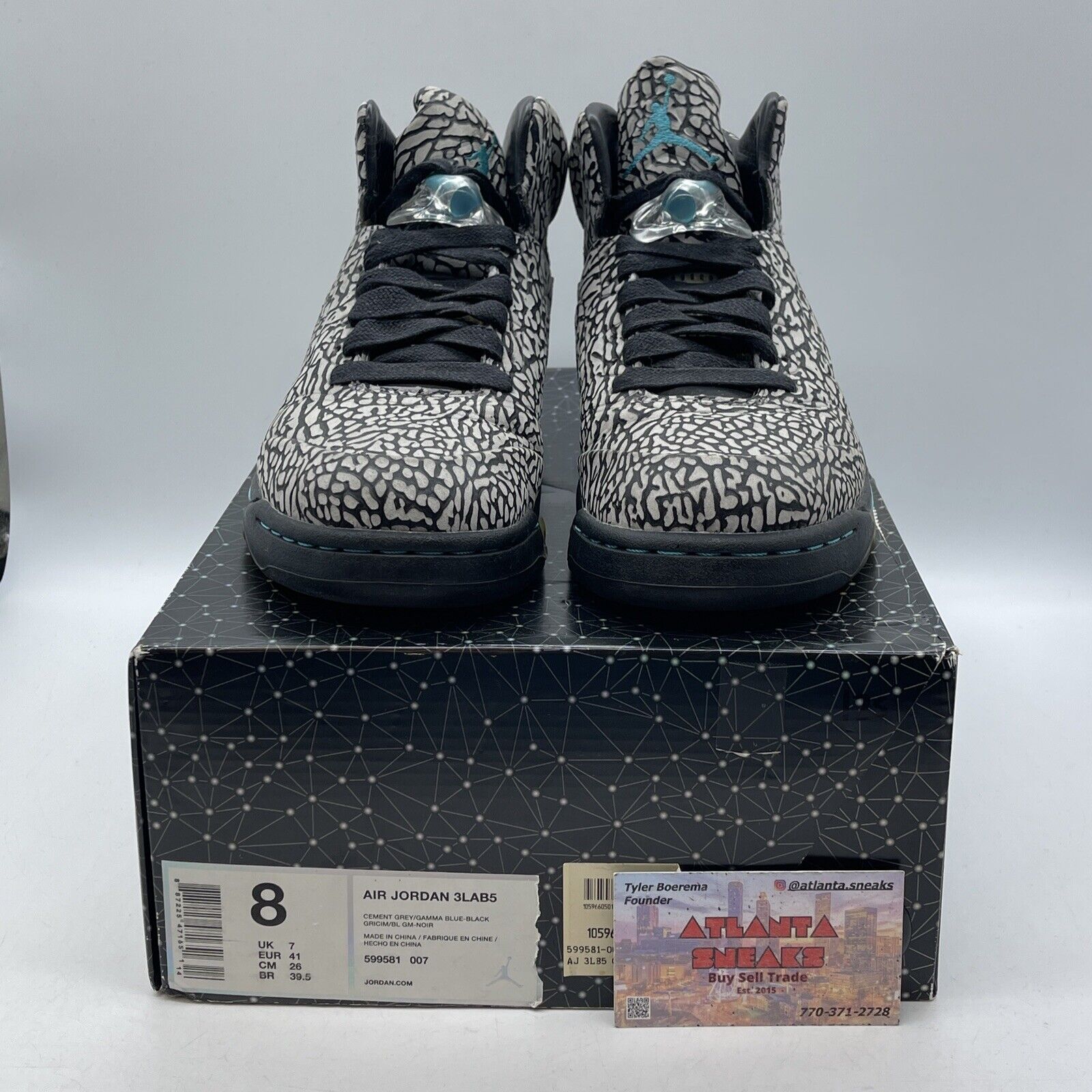 Size 8 - Air Jordan 5 Retro 3Lab5 Grey Black blue Suede Leather (599581-007)