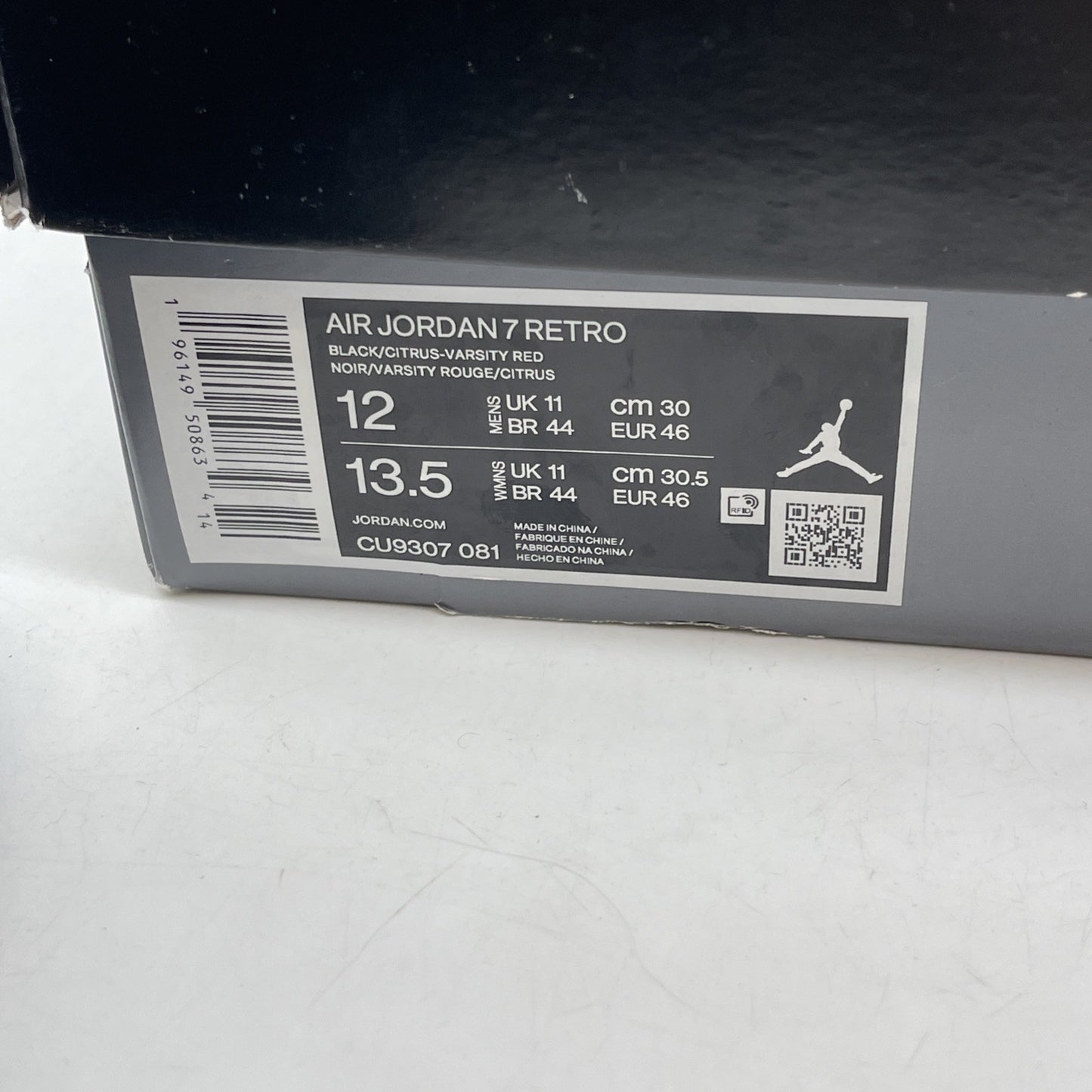 Size 12 - Jordan 7 Retro Citrus Black Orange Red Suede (CU9307-081)
