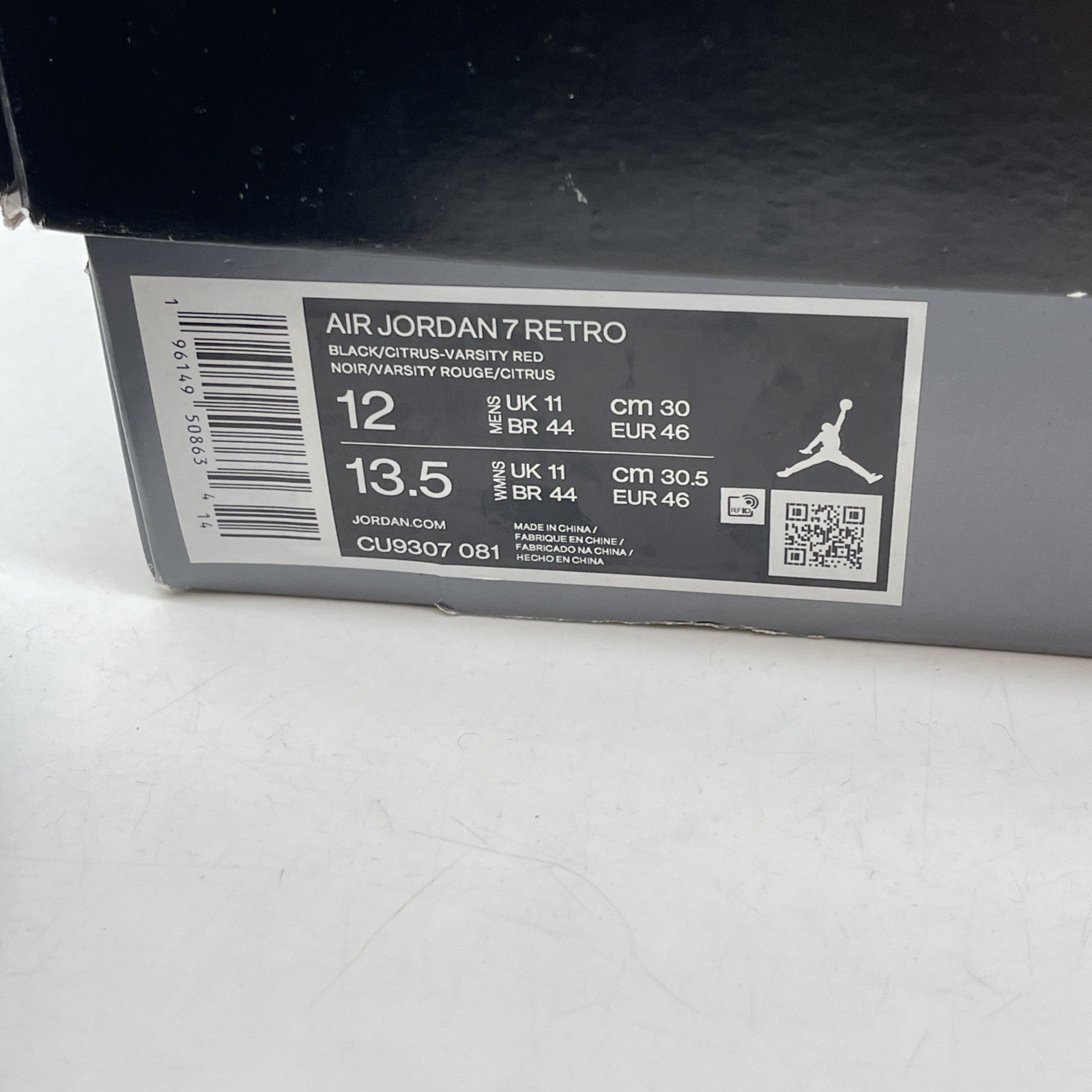 Size 12 - Jordan 7 Retro Citrus Black Orange Red Suede (CU9307-081)