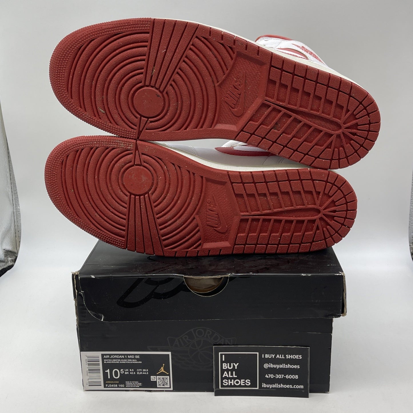 Size 10.5 - Air Jordan 1 Mid SE White Dune Red Leather (FJ3458-160)