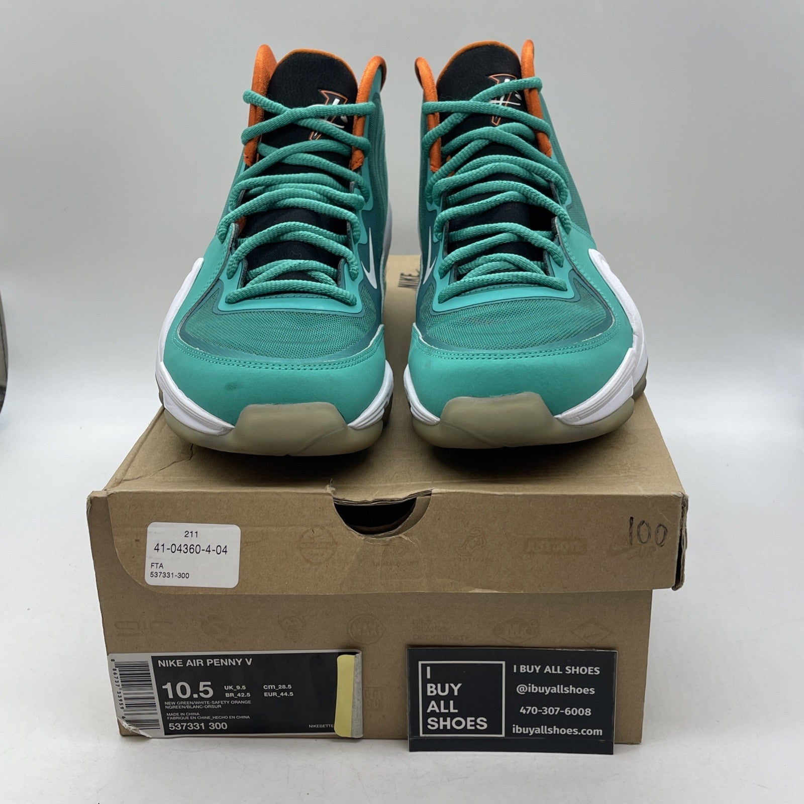 Size 10.5 - Nike Air Penny 5 Miami Dolphins (537331-300)