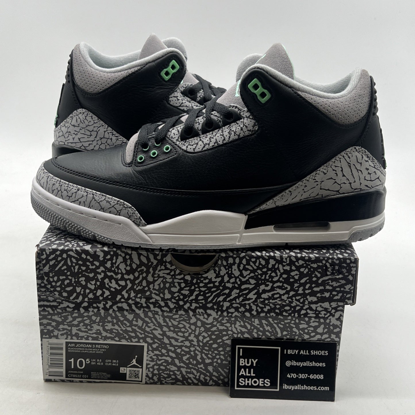 Size 10.5 - Air Jordan 3 Retro Green Glow (CT8532-031)