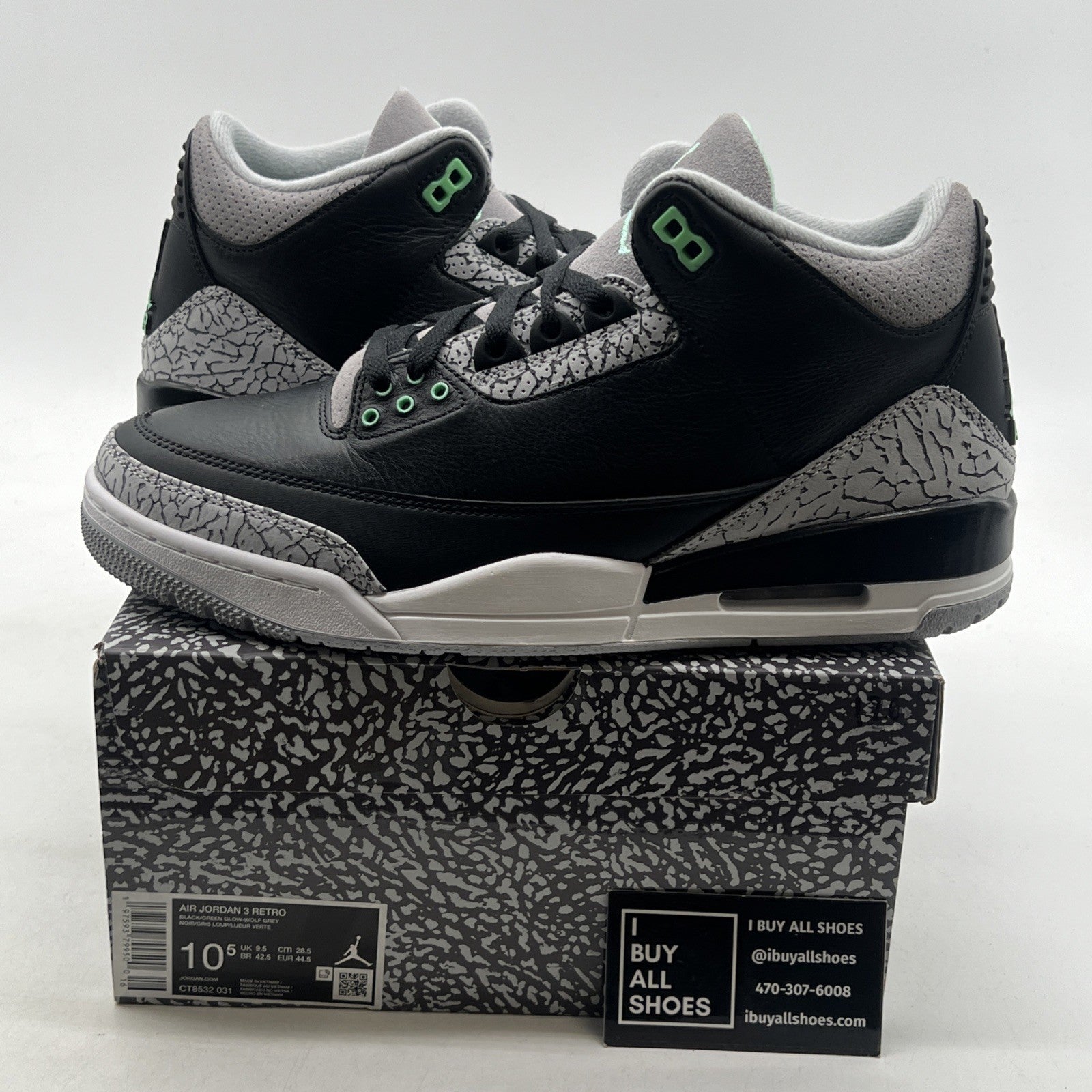 Size 10.5 - Air Jordan 3 Retro Green Glow (CT8532-031)