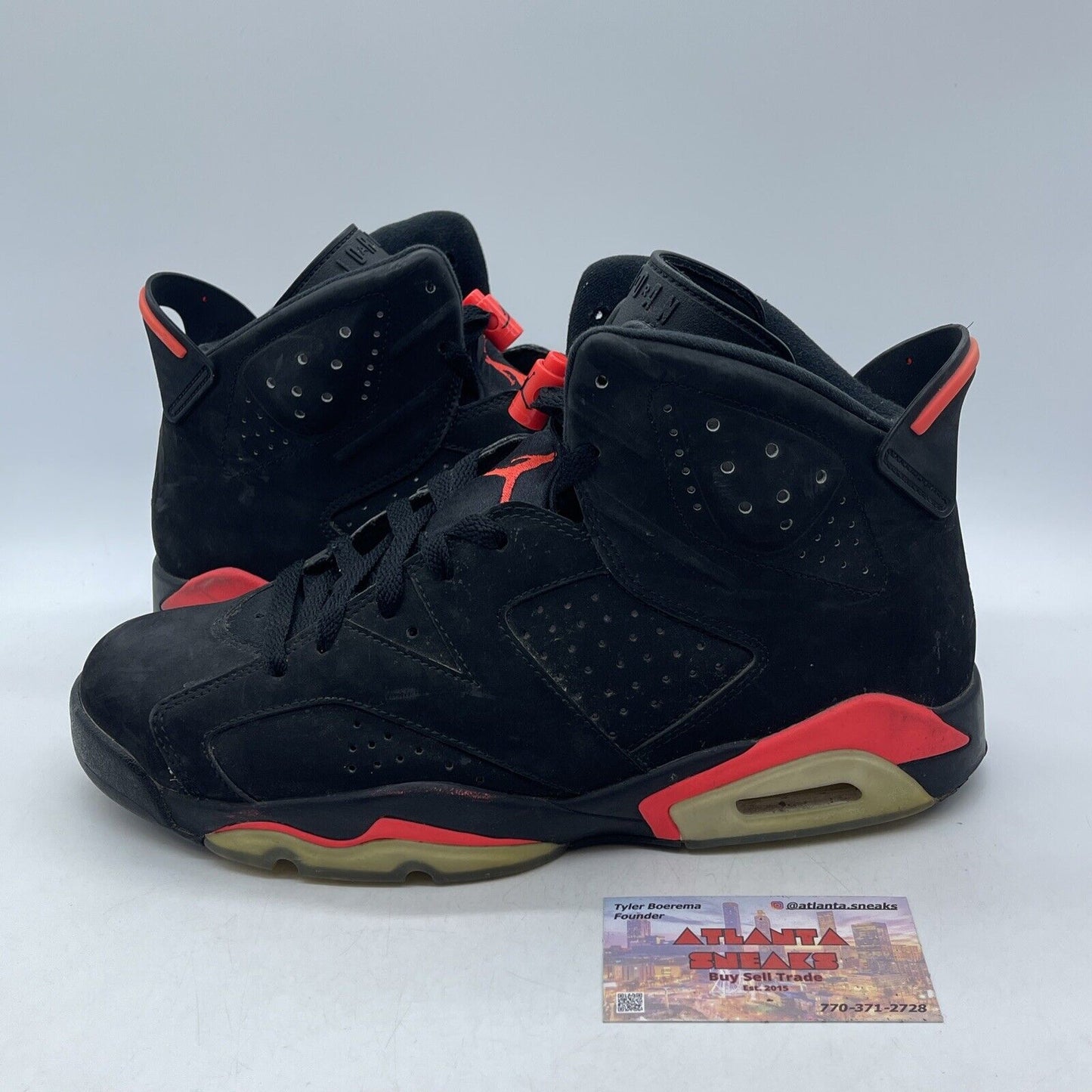 Size 10.5 - Jordan 6 Retro Infrared Black Pink  2014 Black Suede (384664-023)