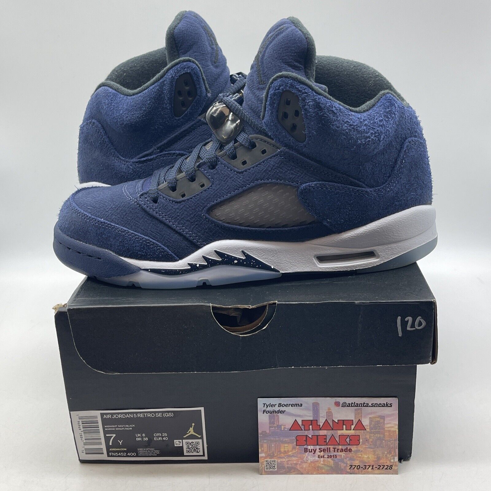 Size 7Y - Air Jordan 5 Retro SE GS Midnight Navy White Black (FN5452-400)