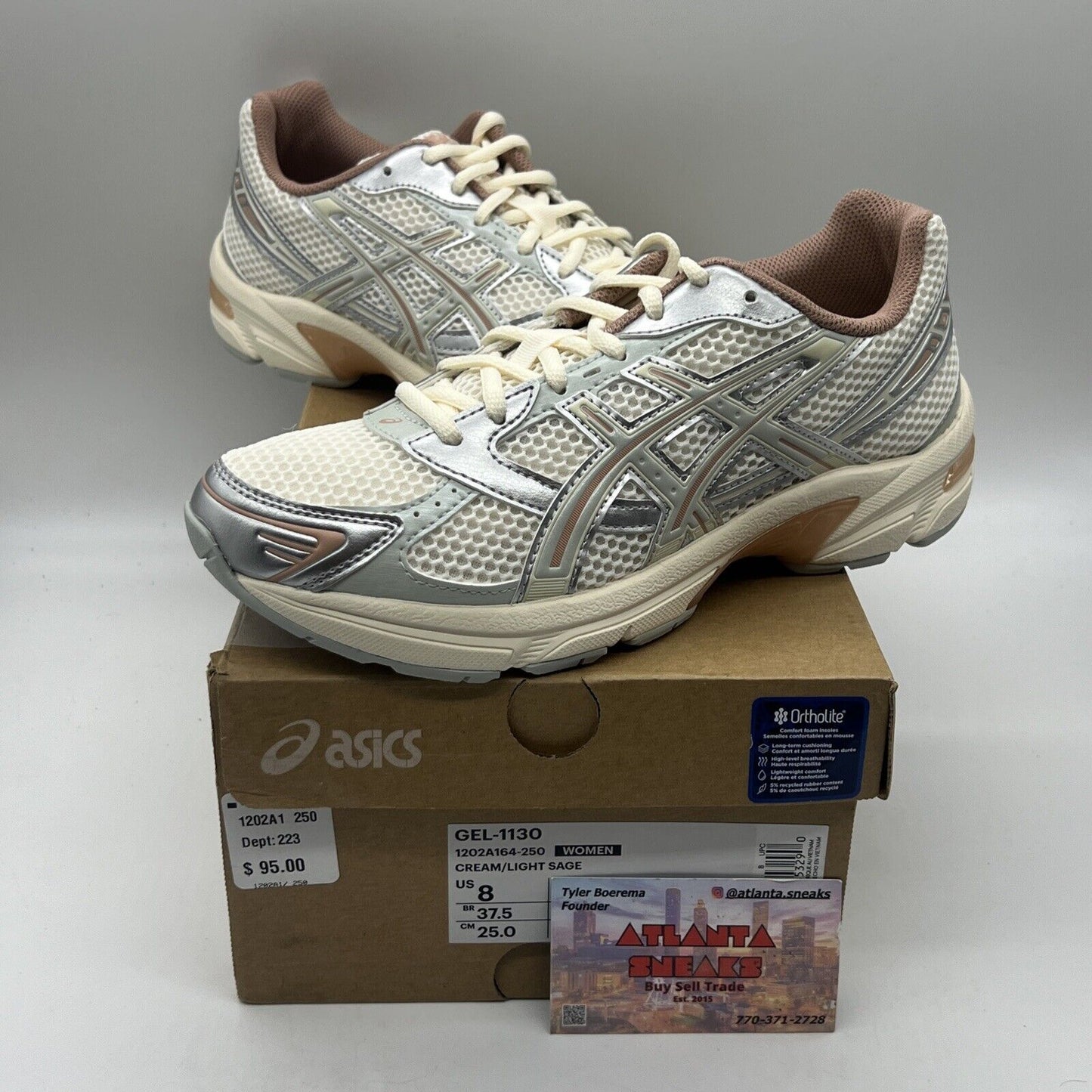 Asics Women's Gel-1130 Cream/ Light Sage Shoes 1202A164-250 8W Brand New Og All