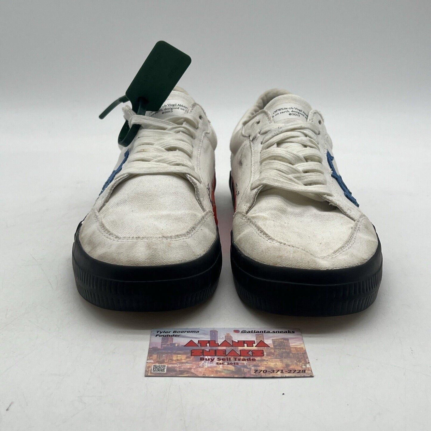 Size 8 - Off-White Vulcanized Low White Blue (OMIA085F22FAB0010145)