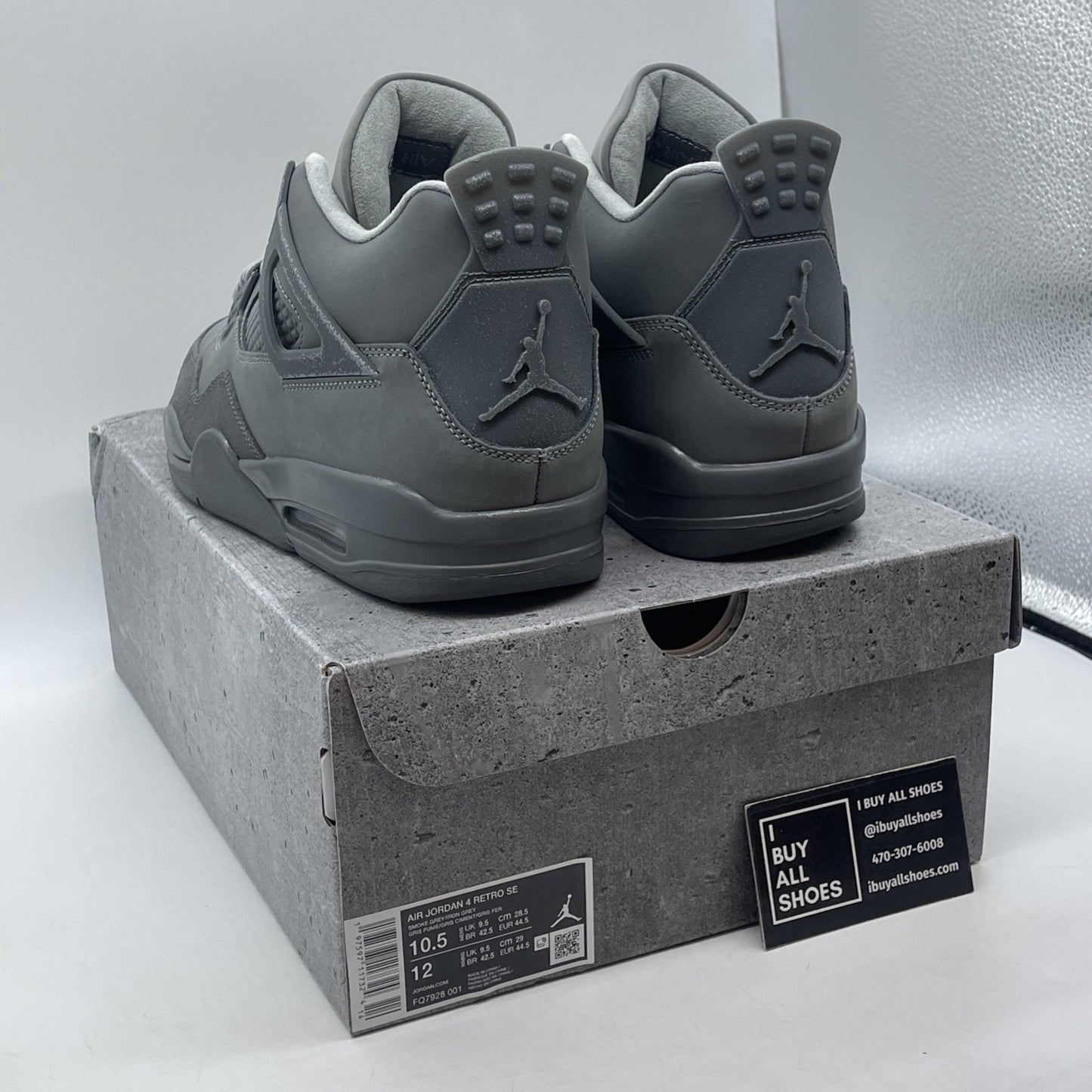 Size 10.5 - Air Jordan 4 Retro SE Wet Cement Grey Suede (FQ7928-001)