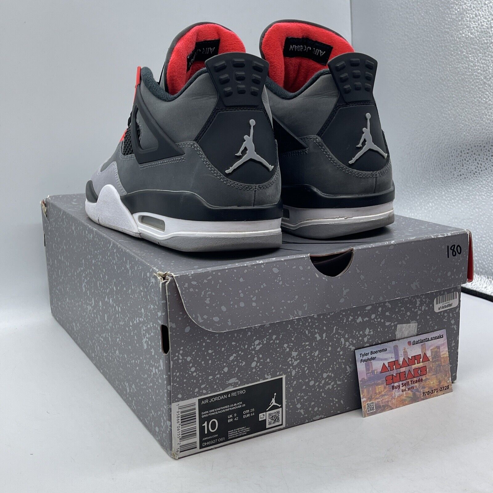 Size 10 - Jordan 4 Retro Mid Infrared White Grey Black White Suede (DH6927-061)