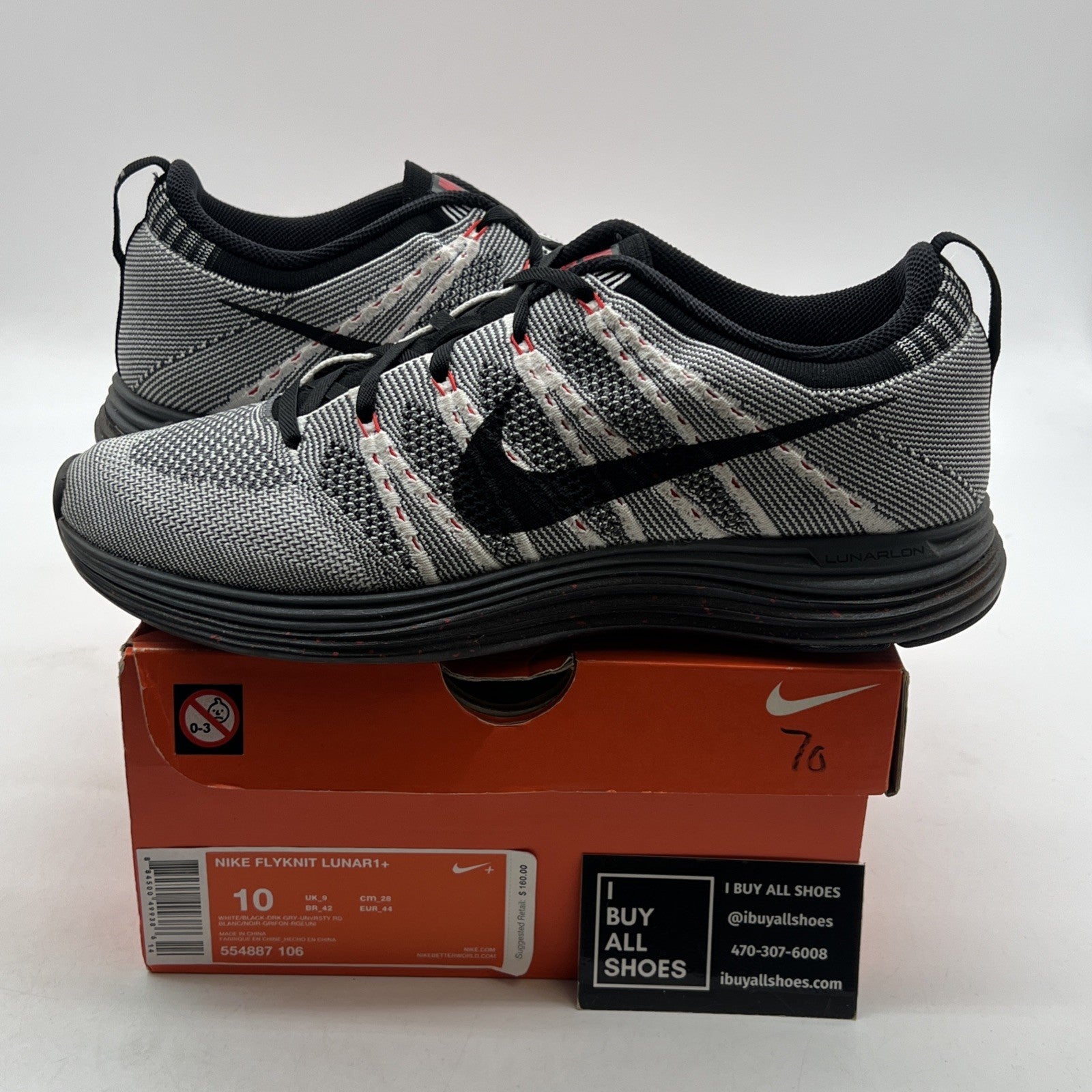 Size 10 - Nike Flyknit Lunar 1+ Gray (554887-106)