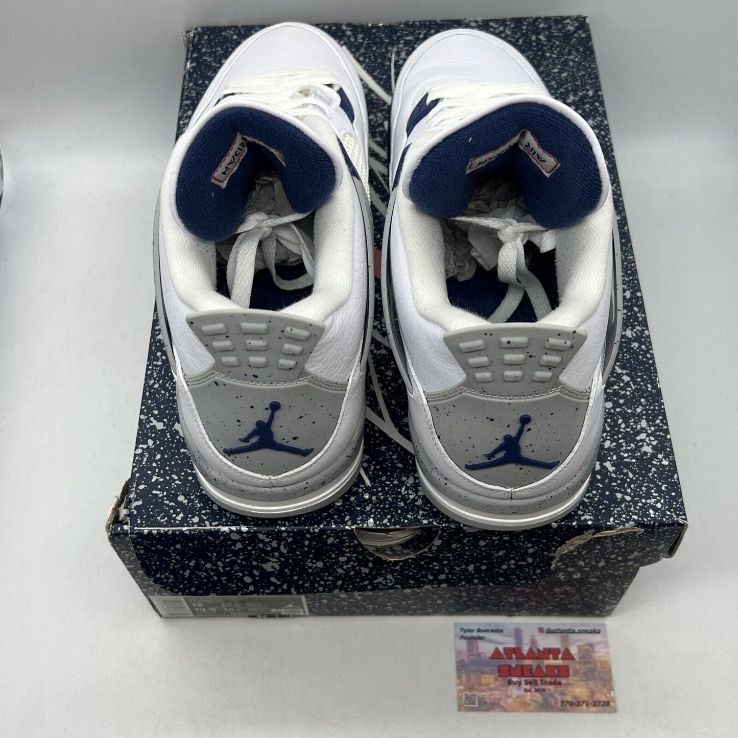 Size 12 - Jordan 4 Retro Mid Midnight Navy White Leather (DH6927-140)