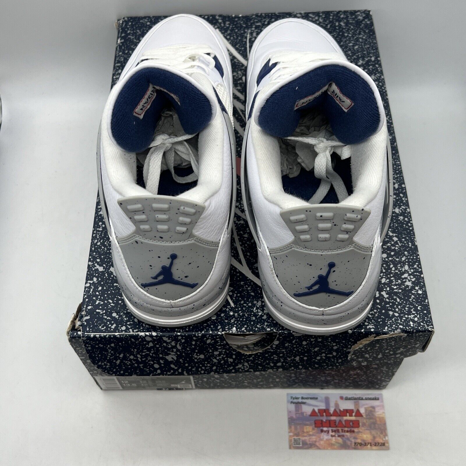 Size 12 - Jordan 4 Retro Mid Midnight Navy White Leather (DH6927-140)