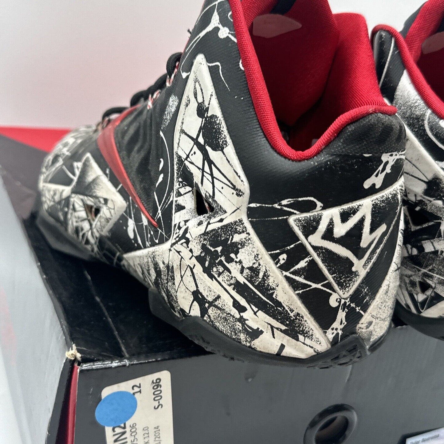 Size 12 - Nike LeBron 11 Graffiti 2014 Red Black White Retro Bred Basketball Sho