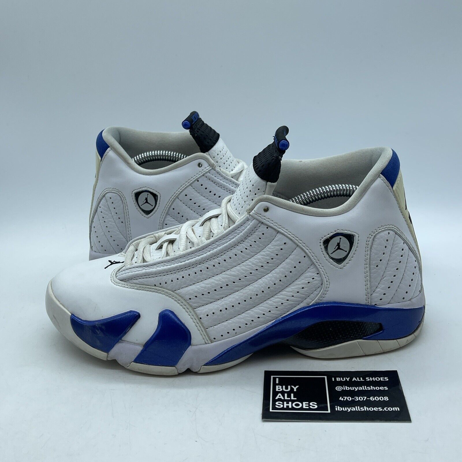 Size 8.5 - Air Jordan 14 Retro Hyper Royal White Blue Leather (487471-104)