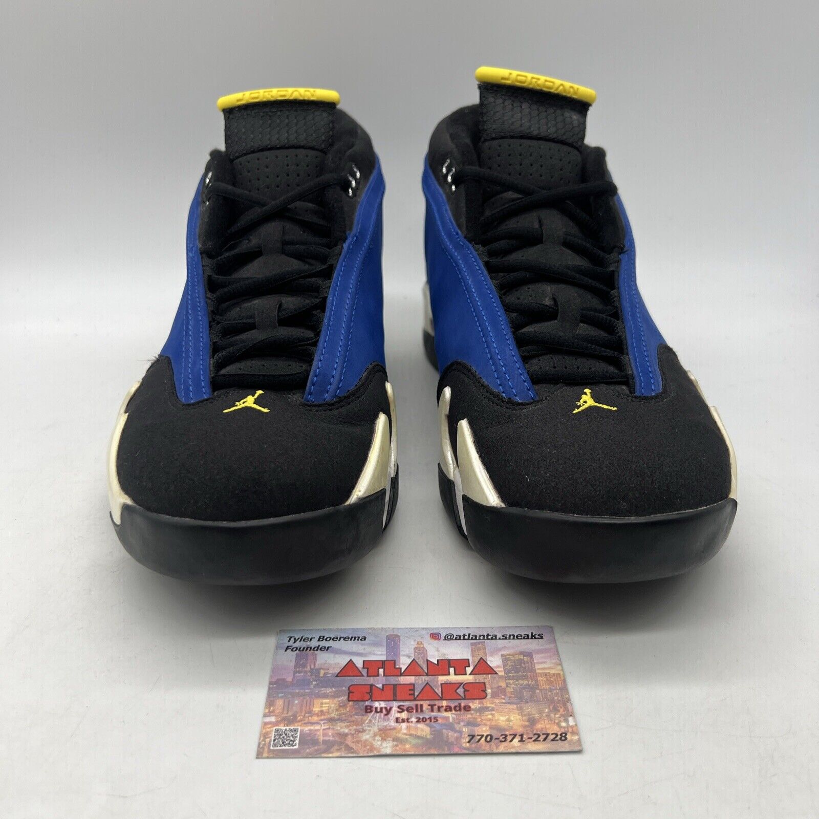 Size 11 - Air Jordan 14 Retro 2015 Low Laney Blue White Black Suede (807511-405)