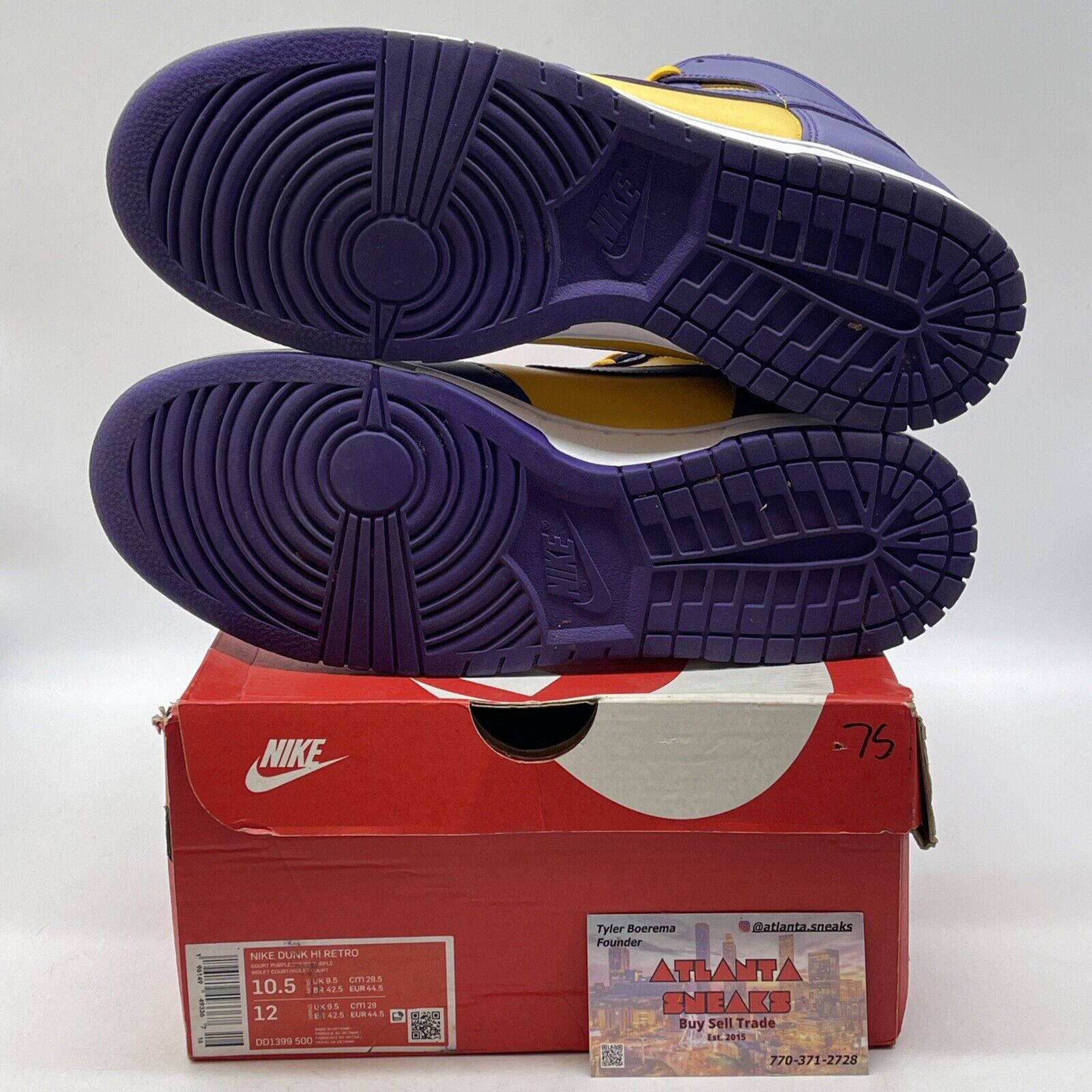 Size 10.5 - Nike Dunk High Lakers Yellow Purple Leather (DD1399-500)