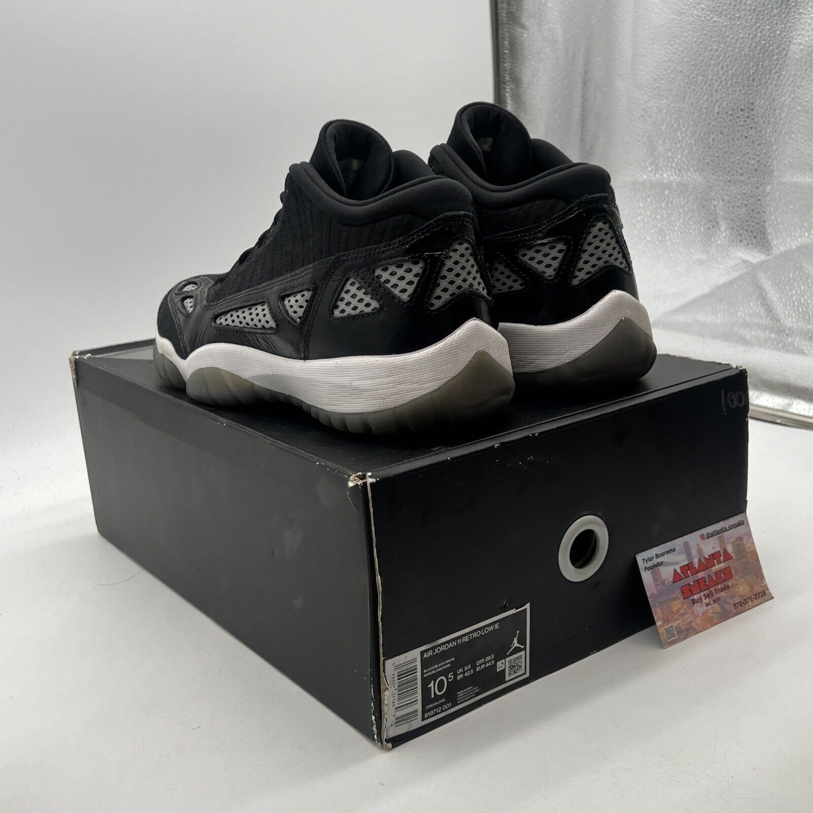 Size 10.5 - Air Jordan 11 Retro IE Low Black White (919712-001)