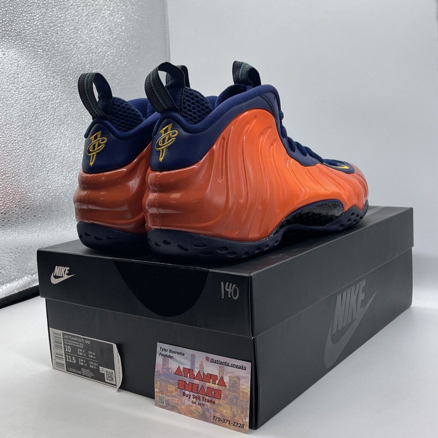 Size 10 - Nike Air Foamposite One Rugged Orange Navy Gold (Cj0303 400)