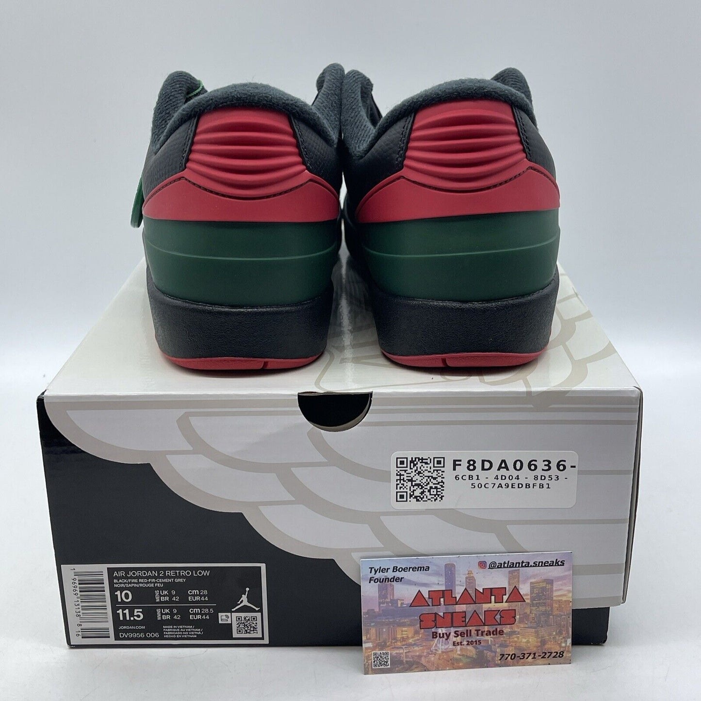 Size 10 - Air Jordan 2 Retro Low Christmas Black Red Green Leather (DV9956-006)