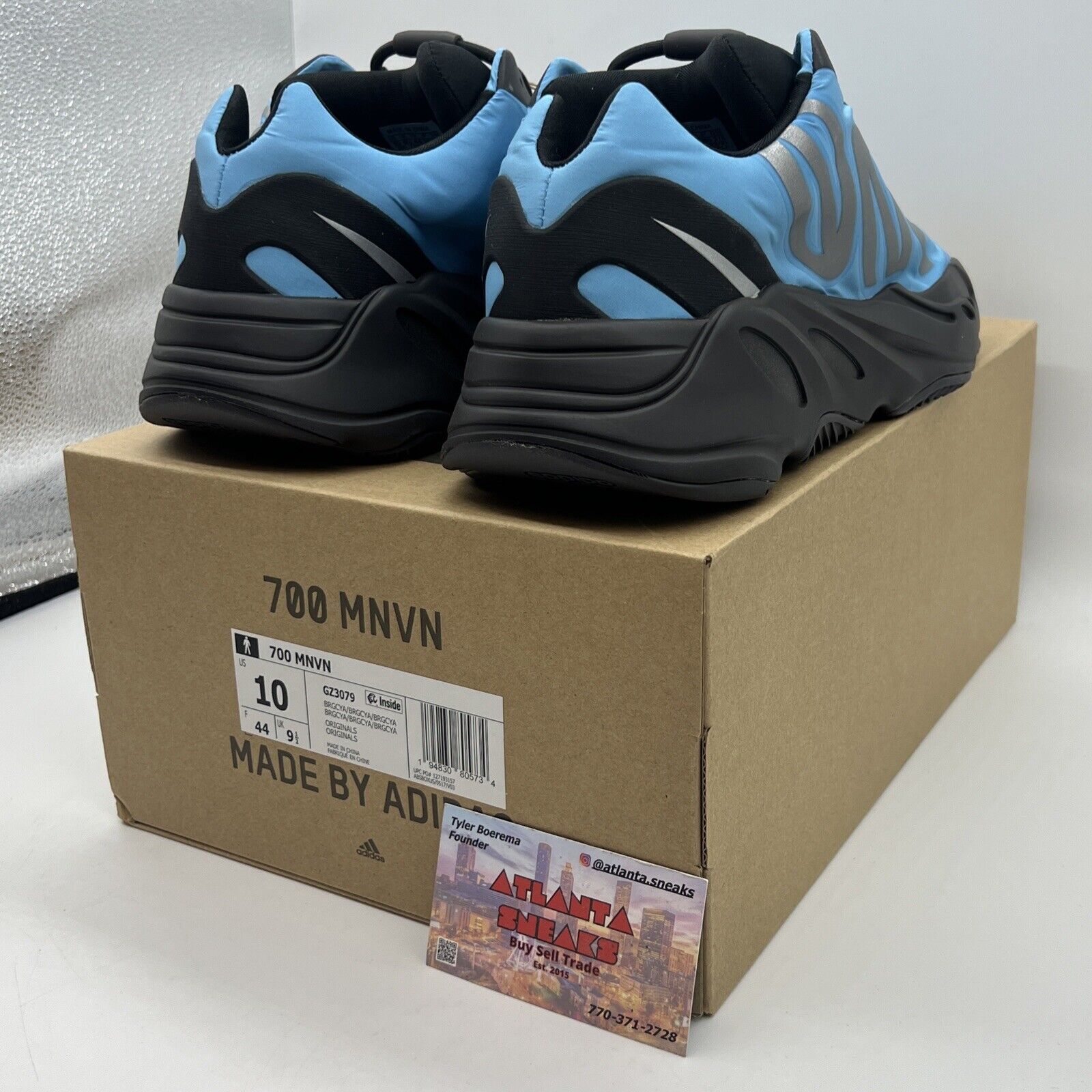 Size 10 - adidas Yeezy Boost 700 MNVN Bright Cyan Brand New Og All Black Blue