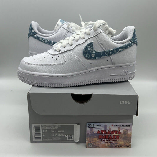 Size 7.5 - Nike Air Force 1 '07 Essentials Blue Paisley 2021