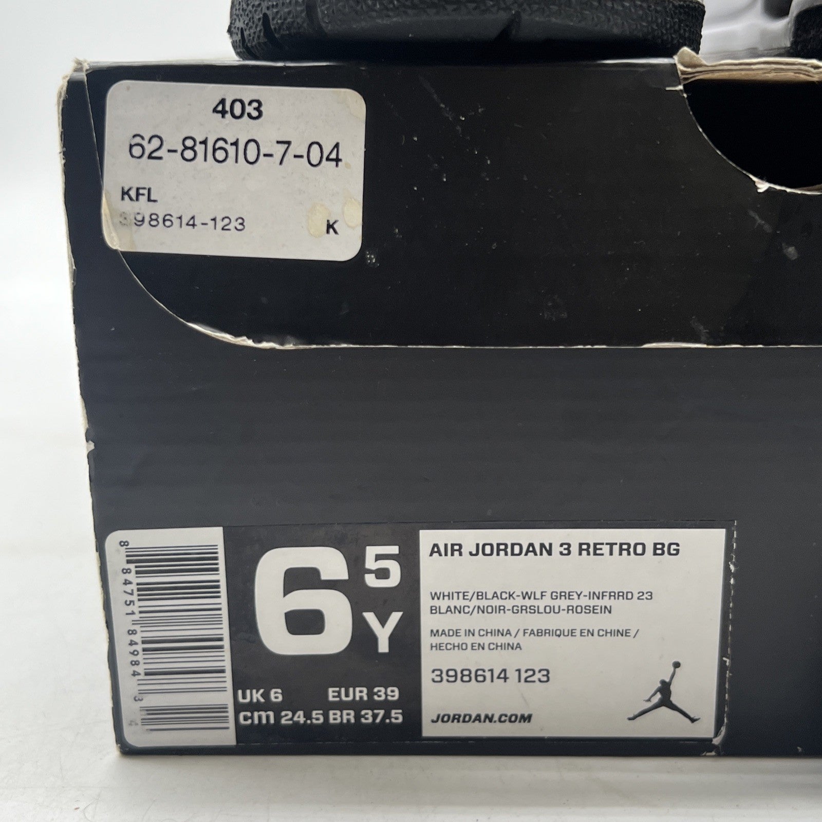 Size 6.5Y - Air Jordan 3 Retro BG Infrared 23 Boy’s (398614-123)