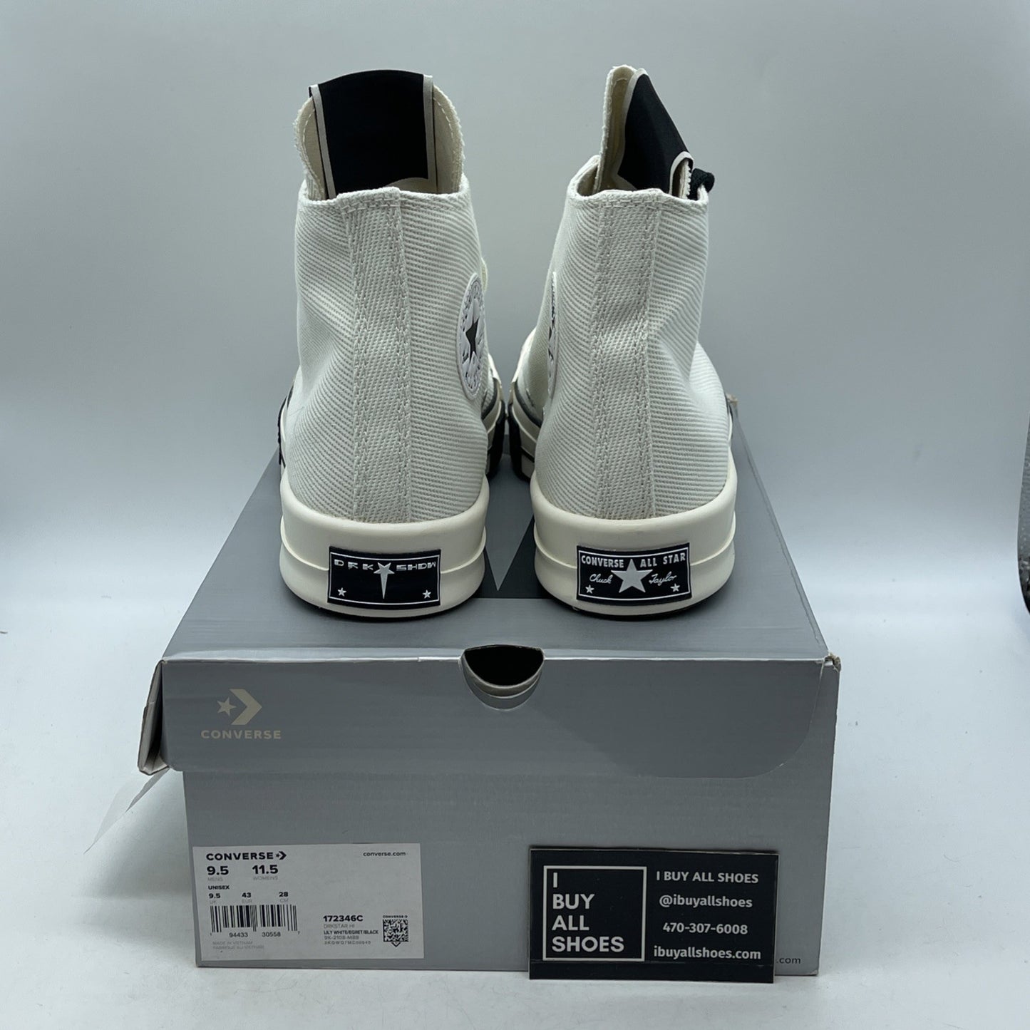 Size 9.5 - Rick Owens x Converse DRKSHDW DRKSTAR Chuck 70 High Egret (172346C)