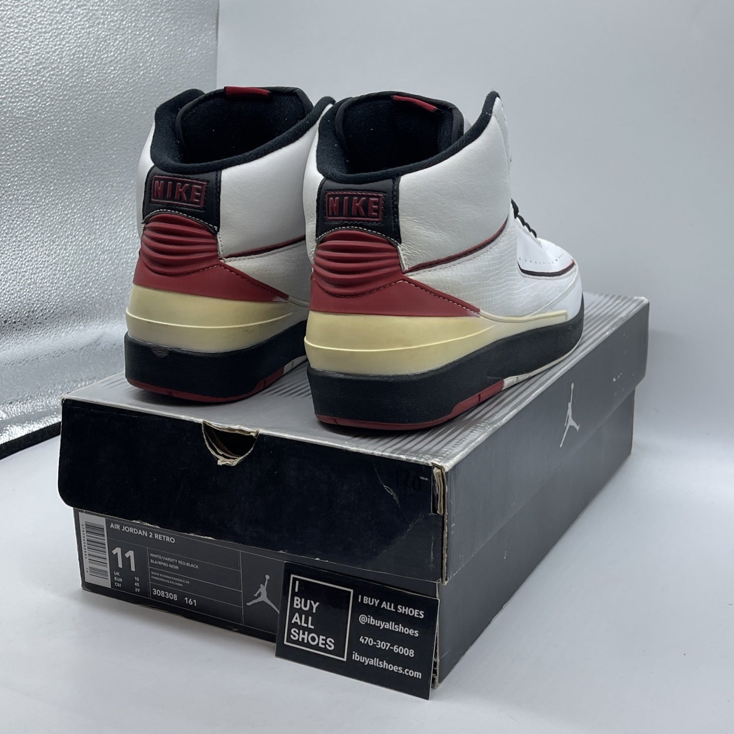 Size 11 - Air Jordan 2 Retro 2004 White Black Suede Leather (308308-161)