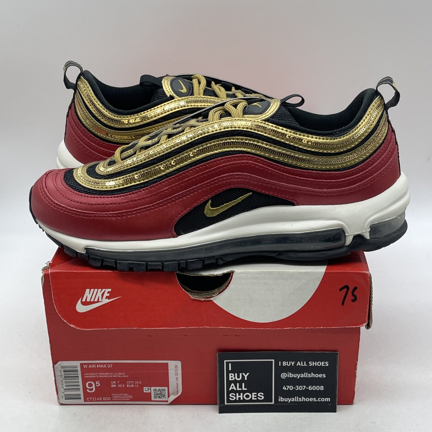 Size 9.5W - Nike Air Max 97 Gold Sequin  (CT1148-600)