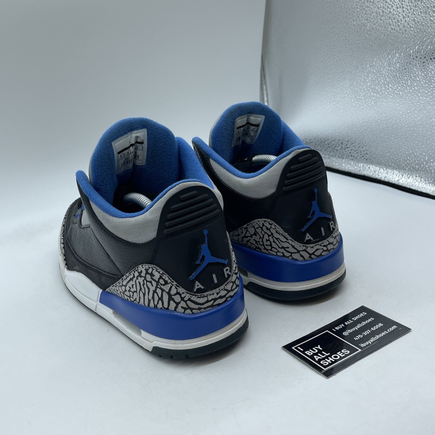 Size 9.5 - Air Jordan 3 Retro Sport Blue Black Grey Suede Leather (136064-007)