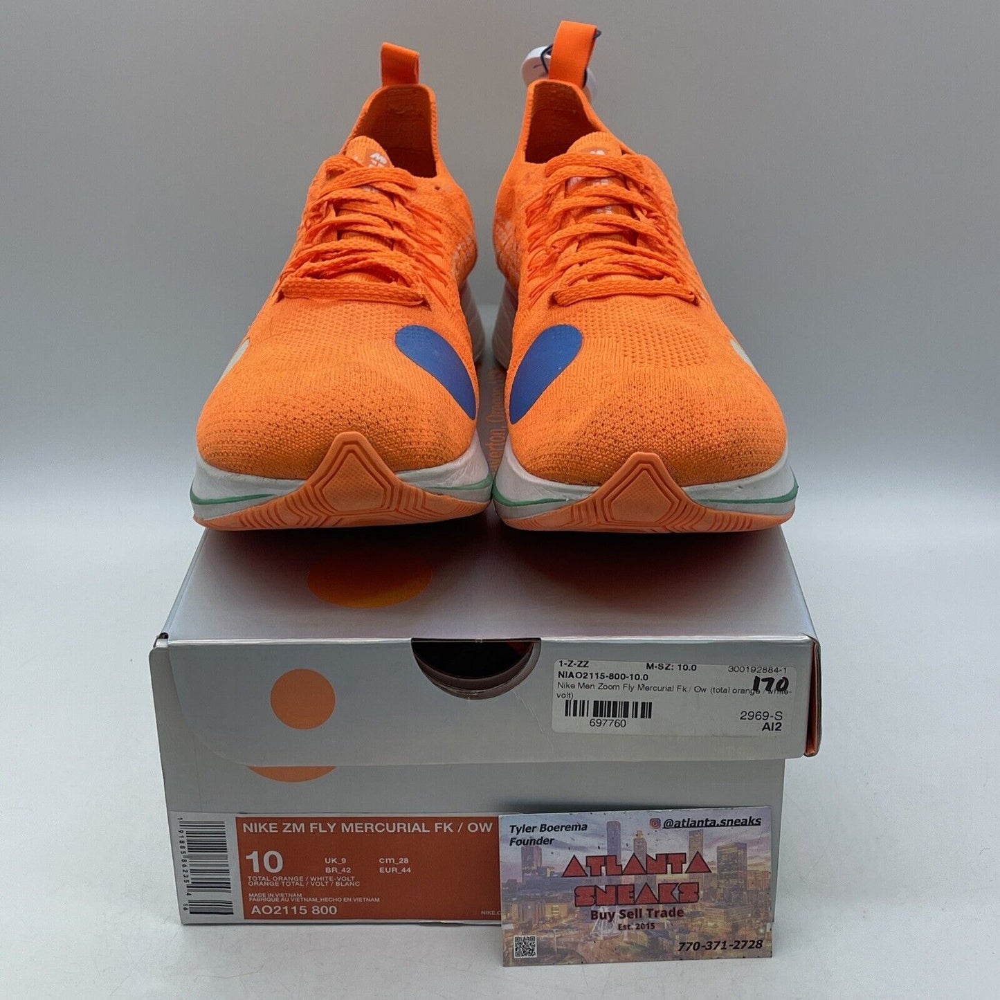 Size 10 - Nike Off-White x Zoom Fly Mercurial Flyknit Total Orange (AO2115-800)