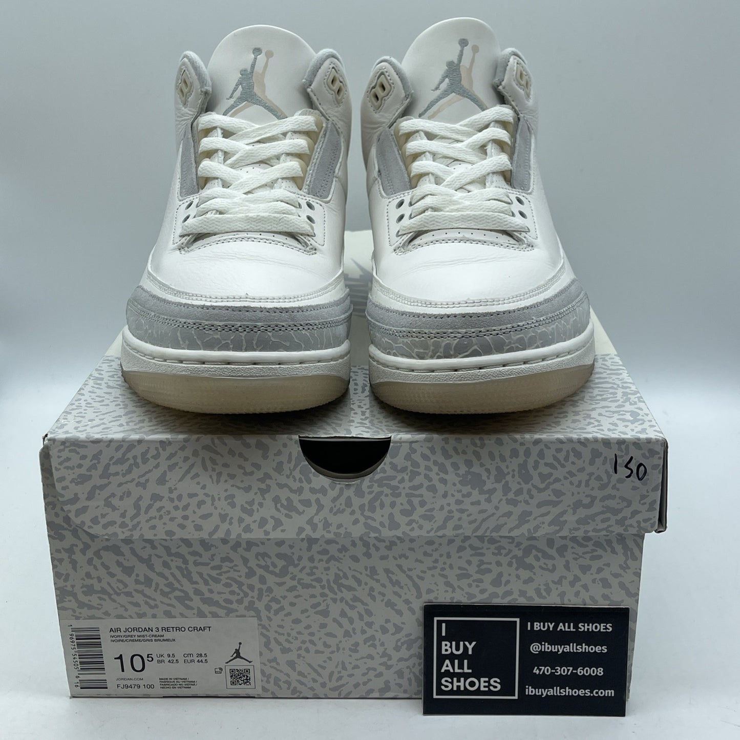 Size 10.5 - Air Jordan 3 Retro Craft Ivory/Grey White Leather (FJ9579-100)