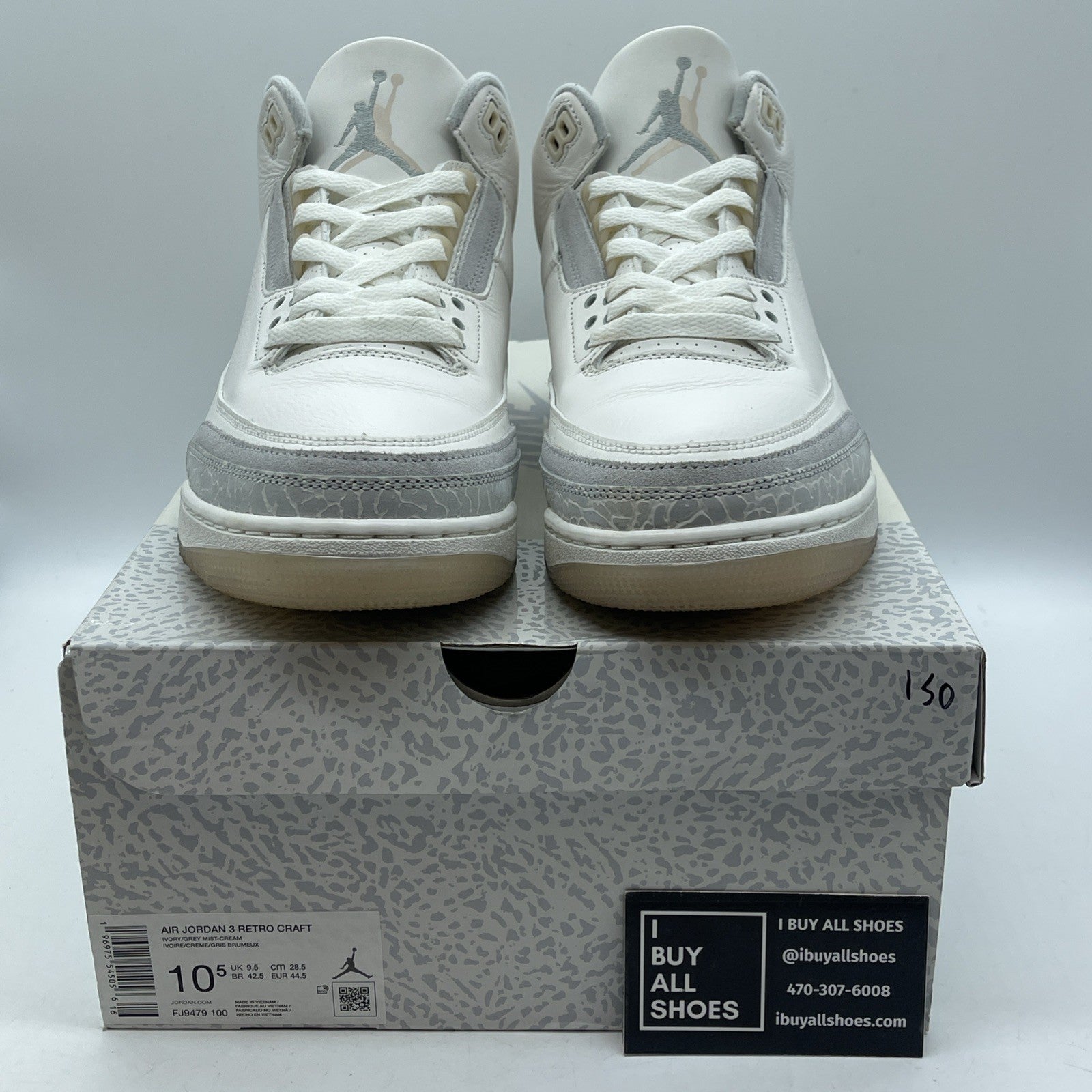 Size 10.5 - Air Jordan 3 Retro Craft Ivory/Grey White Leather (FJ9579-100)