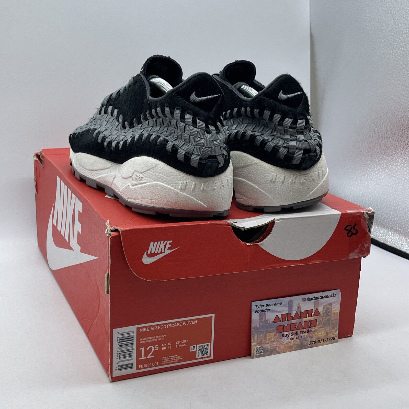 Size 12.5W - Nike Air Footscape Woven Black Smoke Grey Suede (FB1959-001)