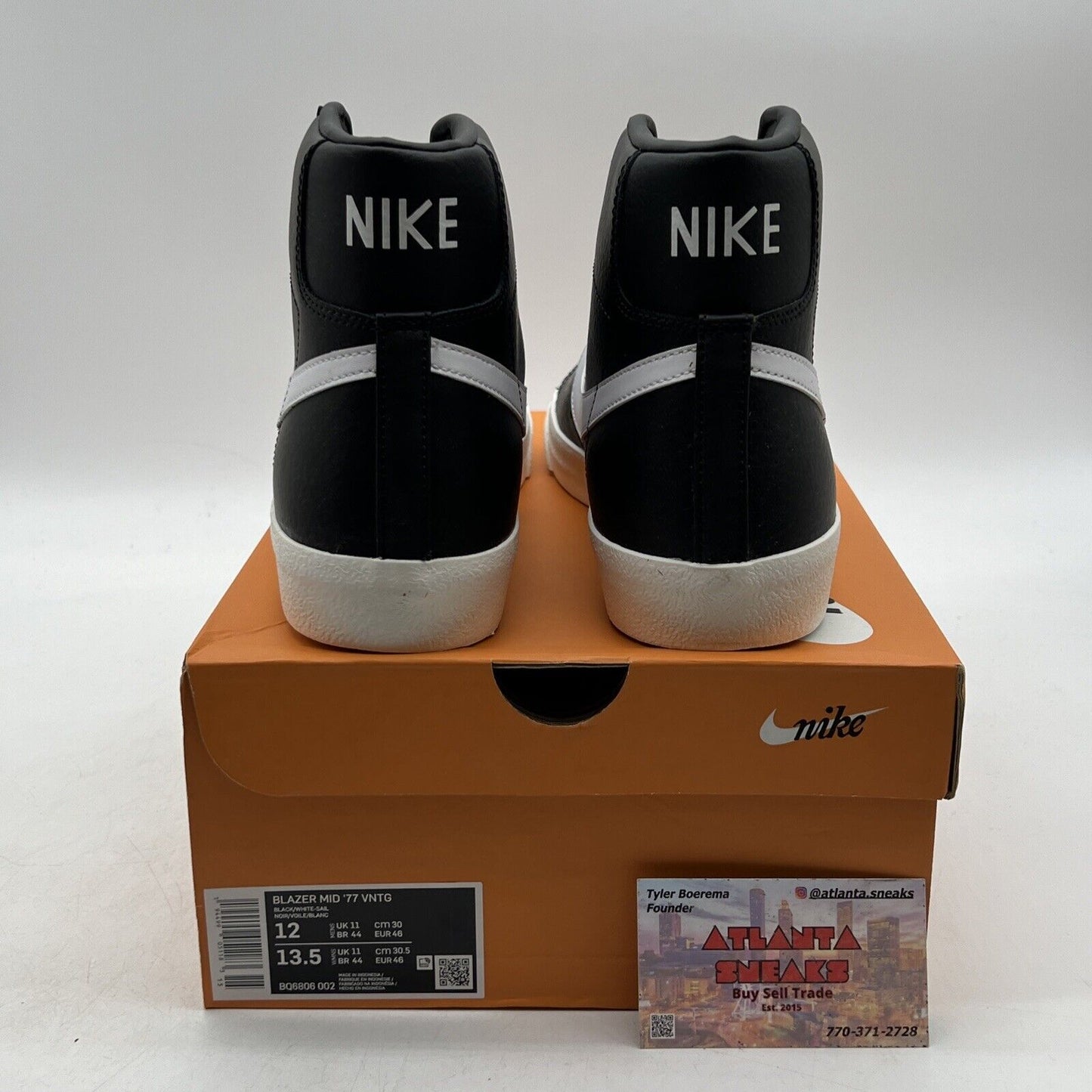 Size 12 - Nike Blazer '77 Vintage Mid Black Sail Leather (BQ6806-002)