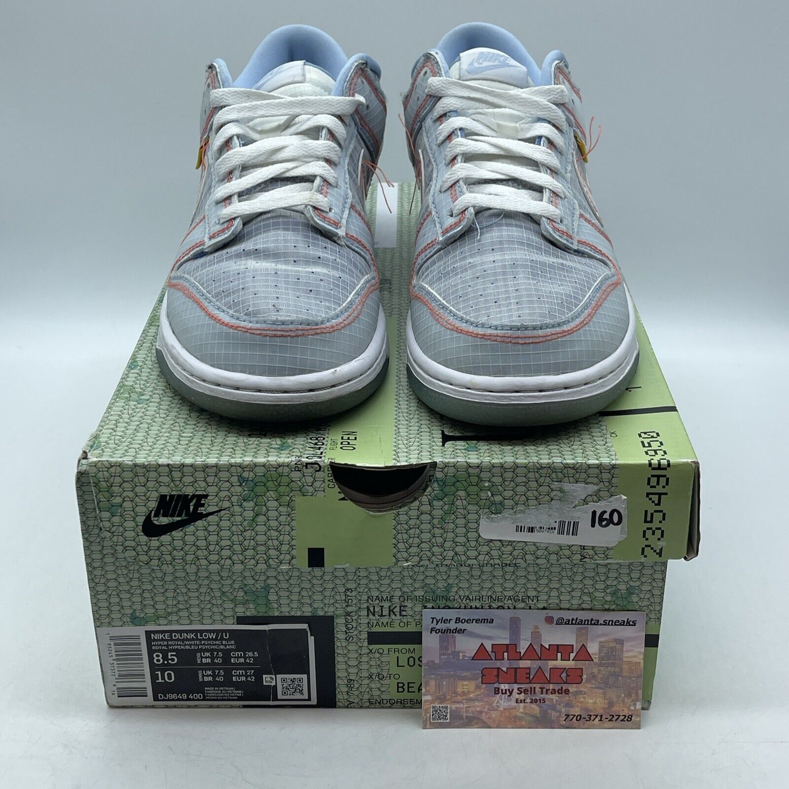 Size 8.5 - Nike Dunk Low x Union LA Passport Pack - Argon Blue (DJ9649-400)