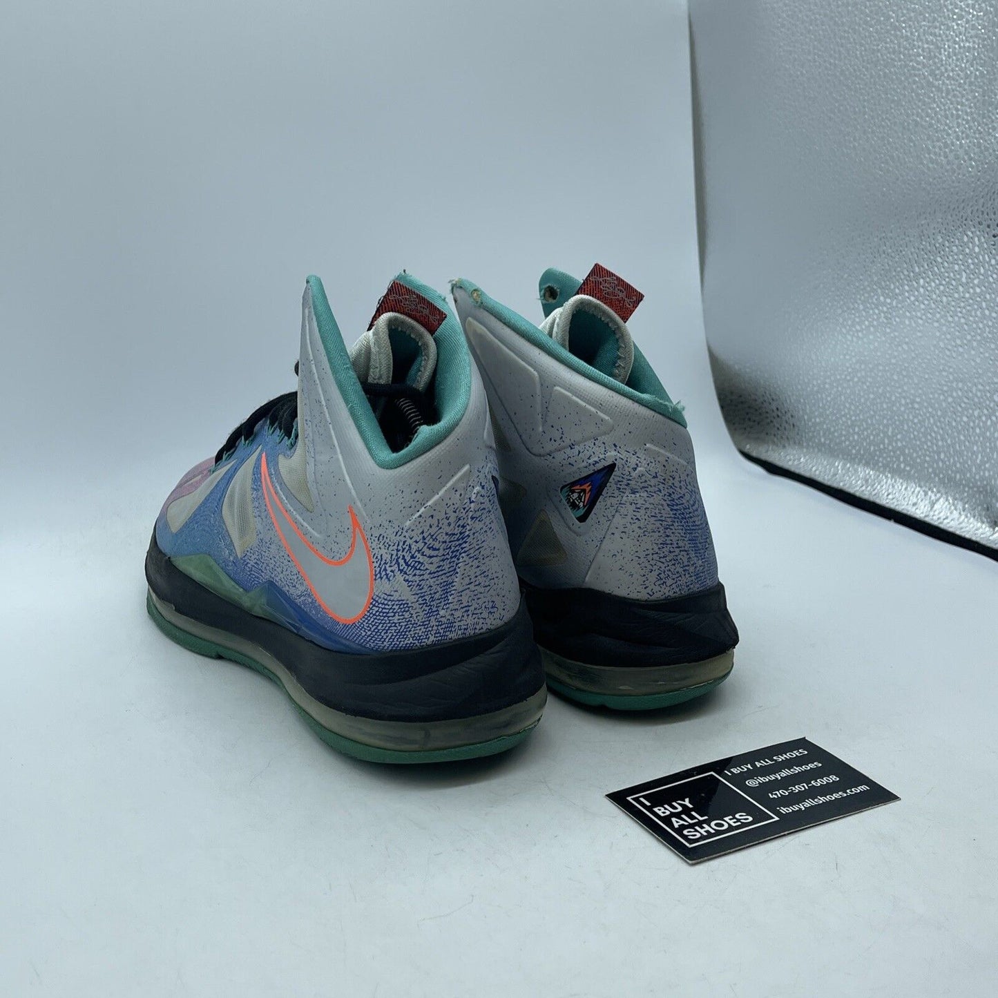 Size 8 - Nike LeBron 10 Pure Platinum Blue Purple Grey Leather (541100-008)