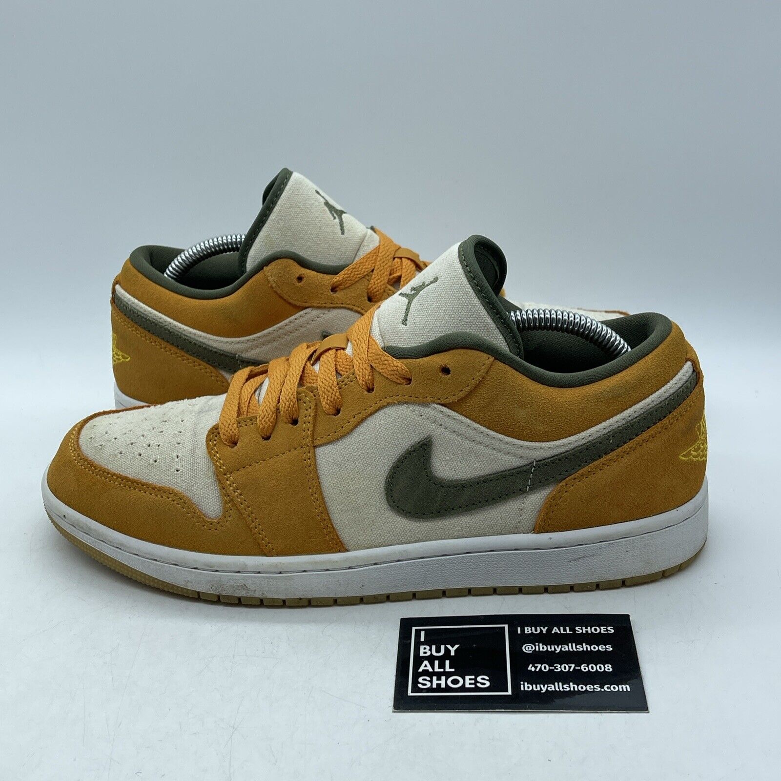 Size 9.5 - Air Jordan 1 SE Low Light Curry Yellow Green Suede (DH6931-102)