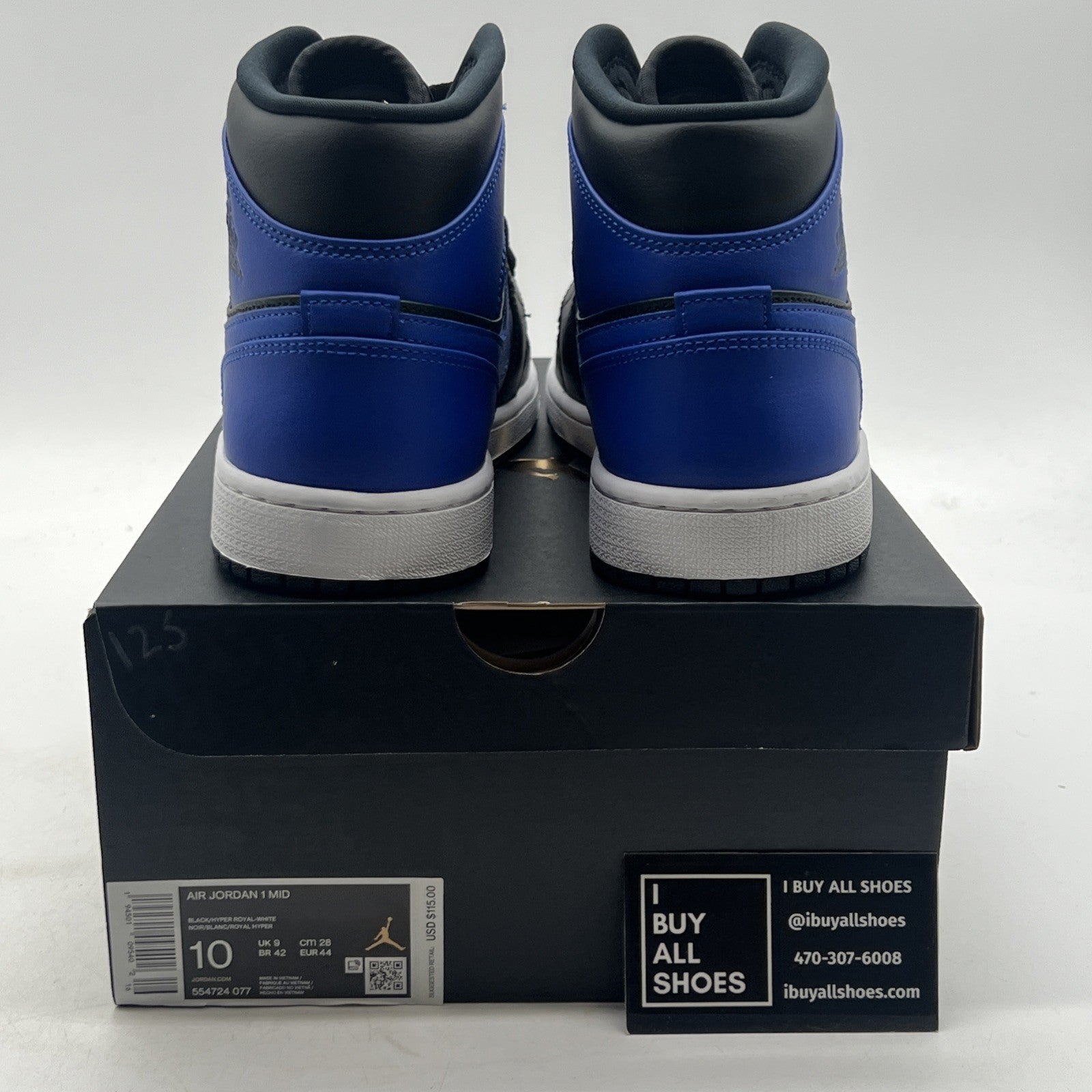 Size 10 - Air Jordan 1 Mid Hyper Royal  (554724-077)