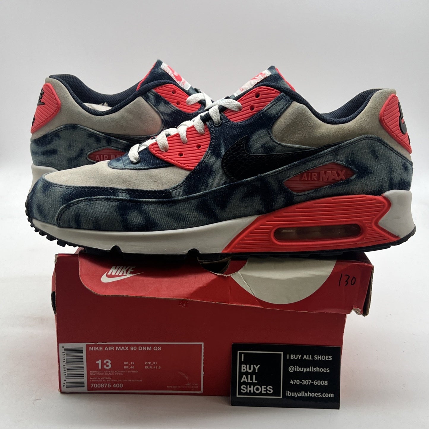 Size 13 - Nike Atmos x Air Max 90 QS Bleached Denim (700875-400)