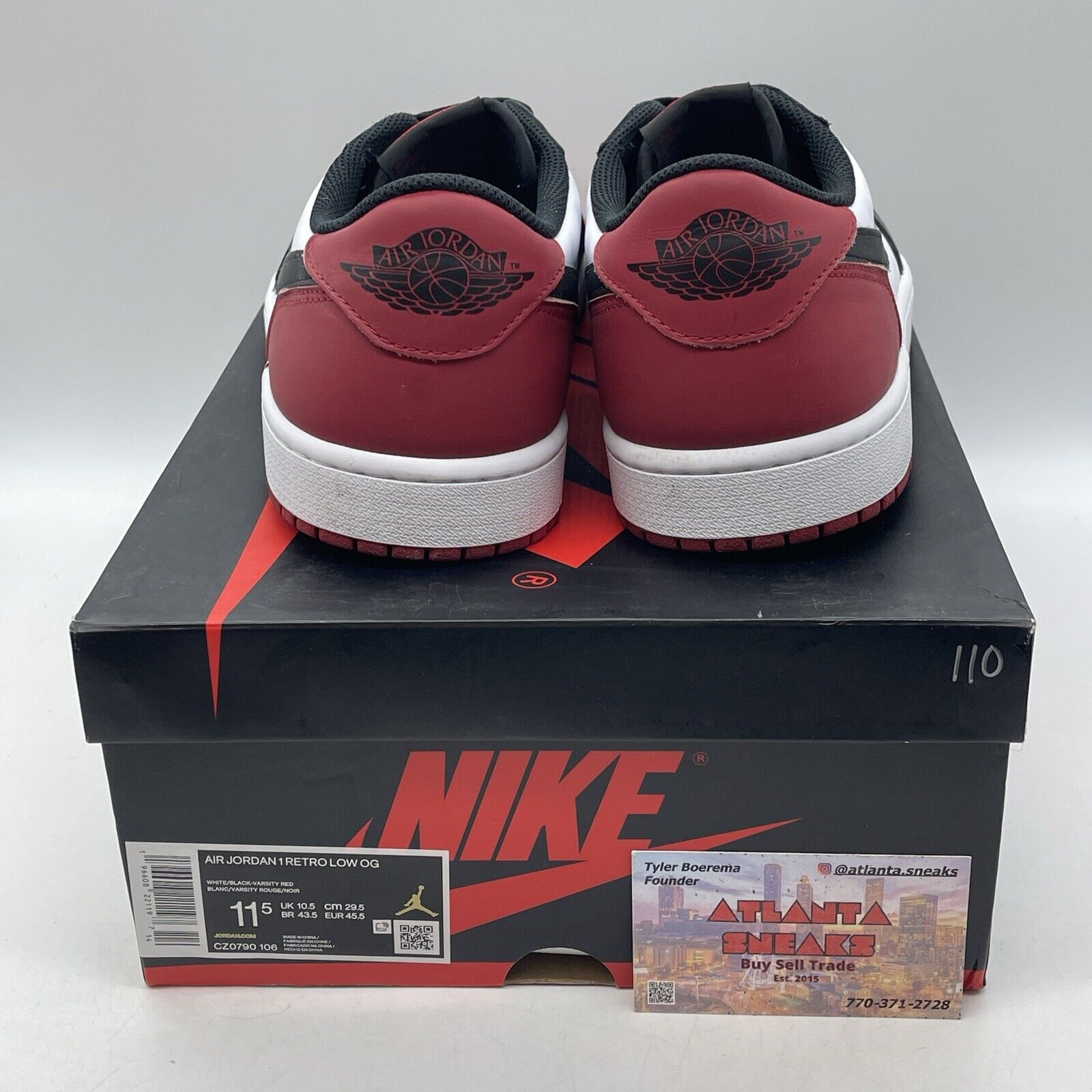 Size 11.5 - Air Jordan 1 Retro OG Low Black Toe White Leather (CZ0790-106)