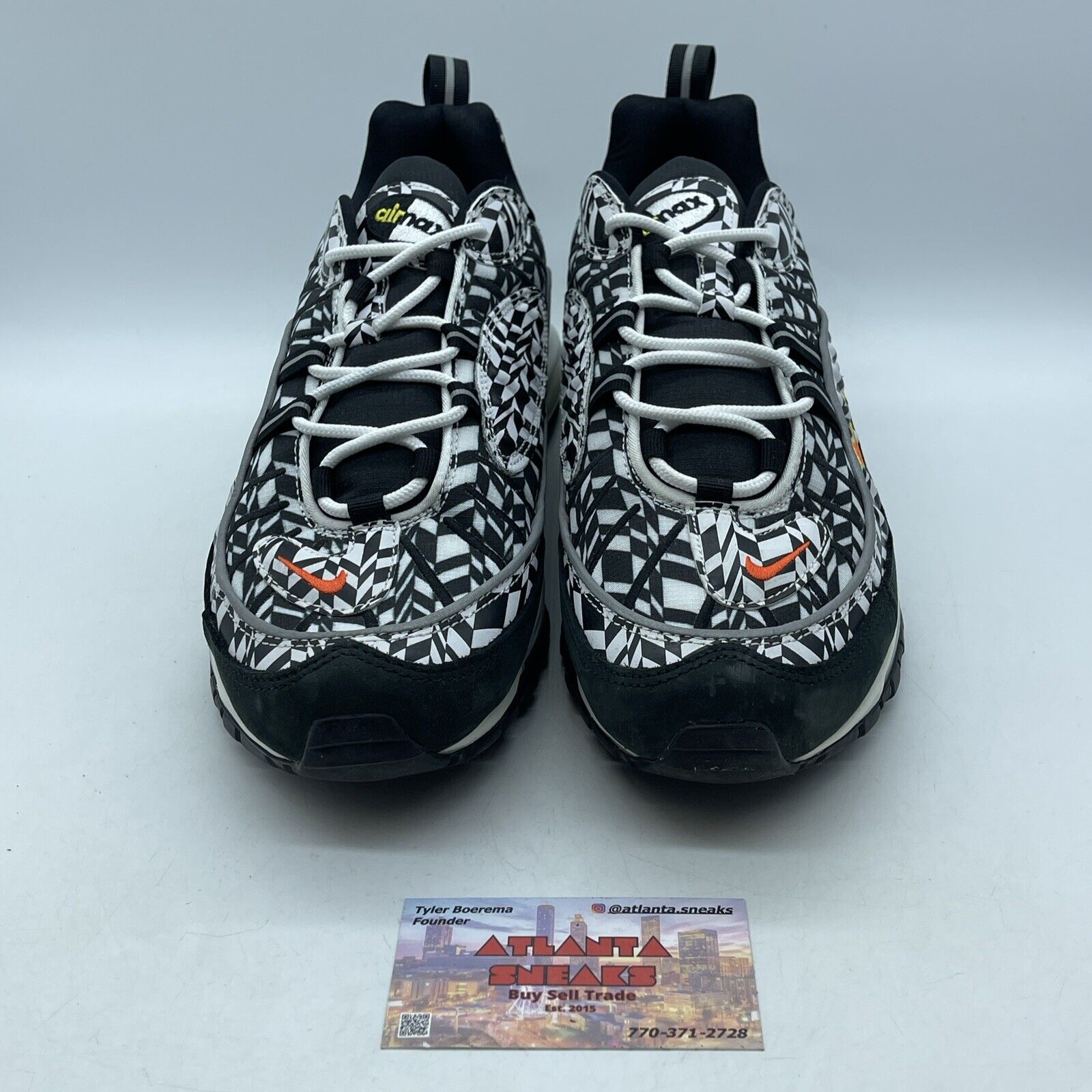 Size 11 - Nike Air Max 98 All Over Print Black White Suede Leather (AQ4130-100)
